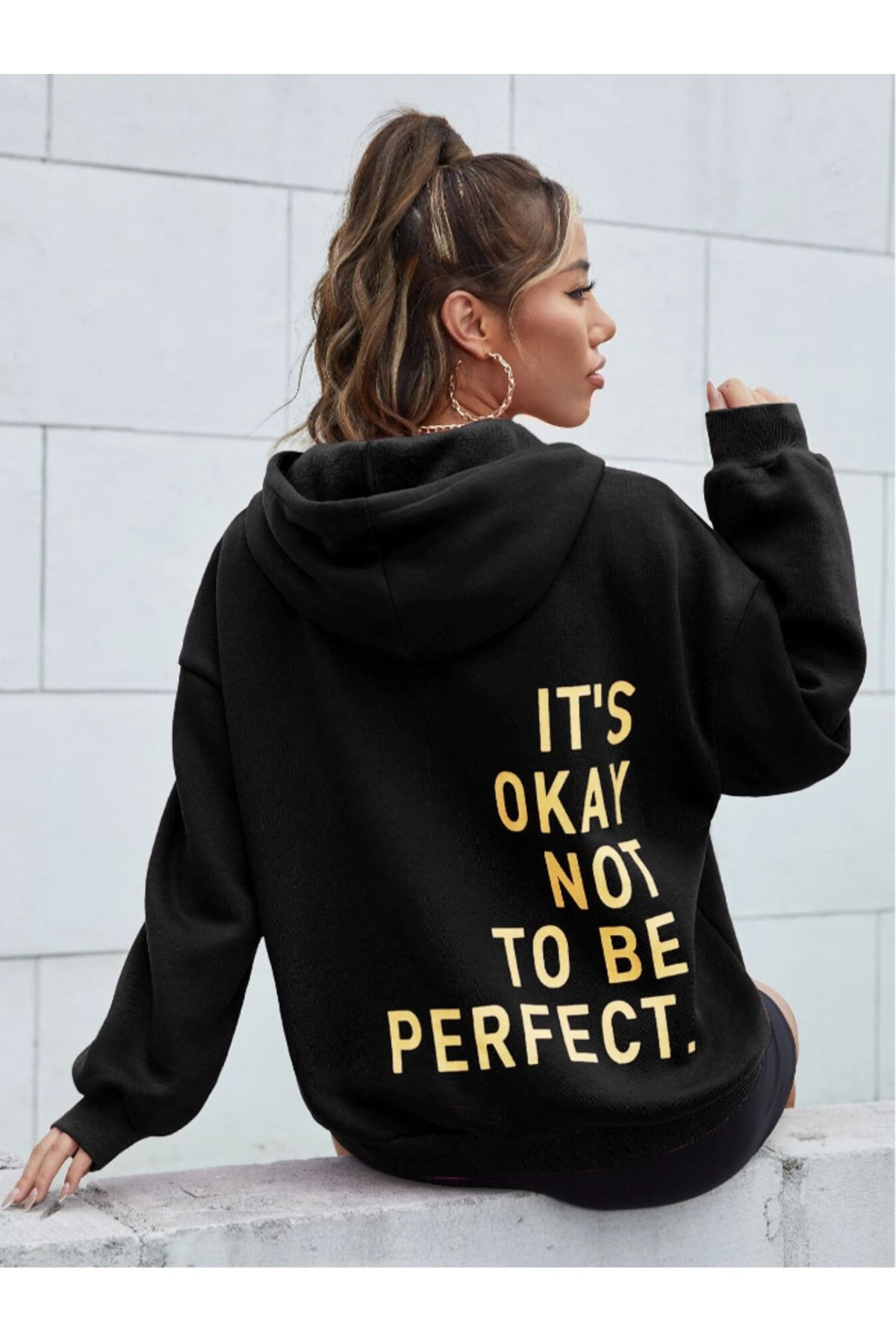 Marco Fresco Unisex Not To Be Perfect Baskılı Sweatshirt