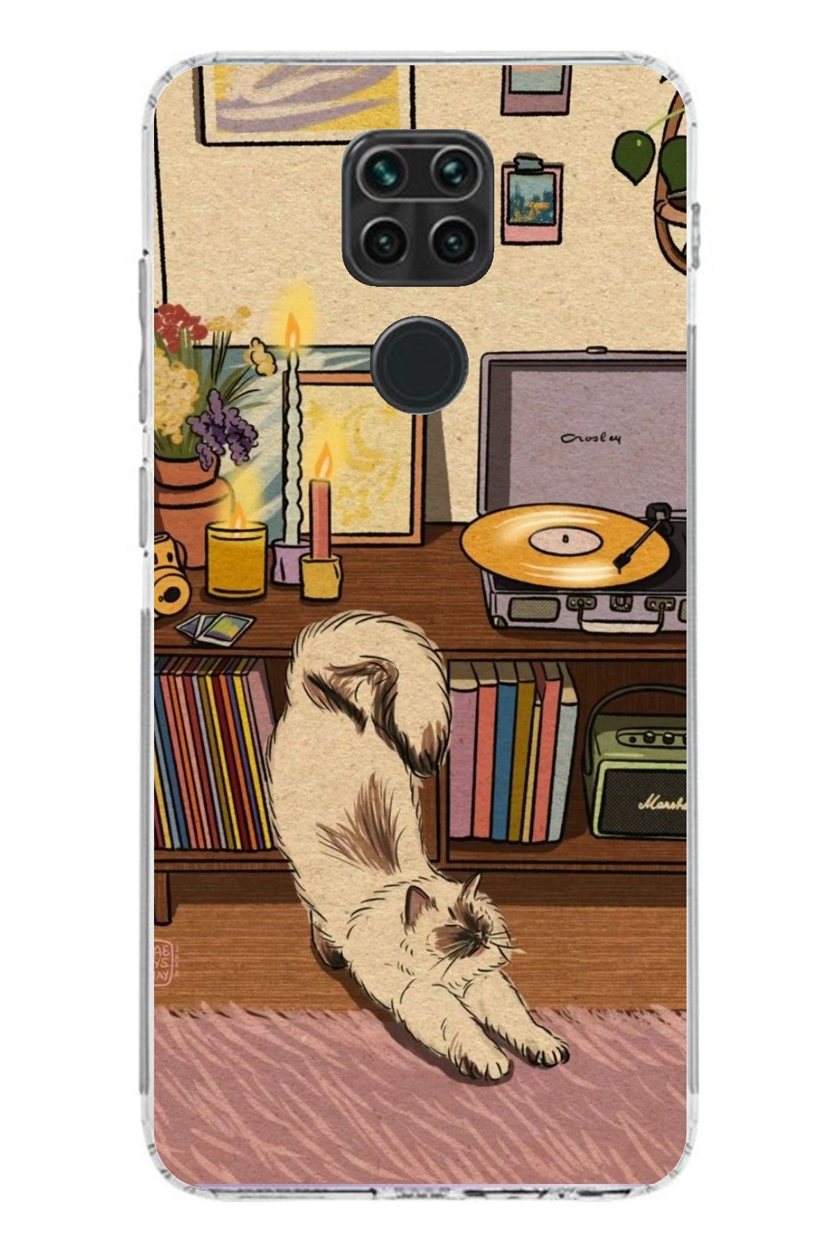 TechTree Redmi Note 9 Uyumlu Nostaljik Köpek Tasarımlı Şeffaf Silikon Kılıf