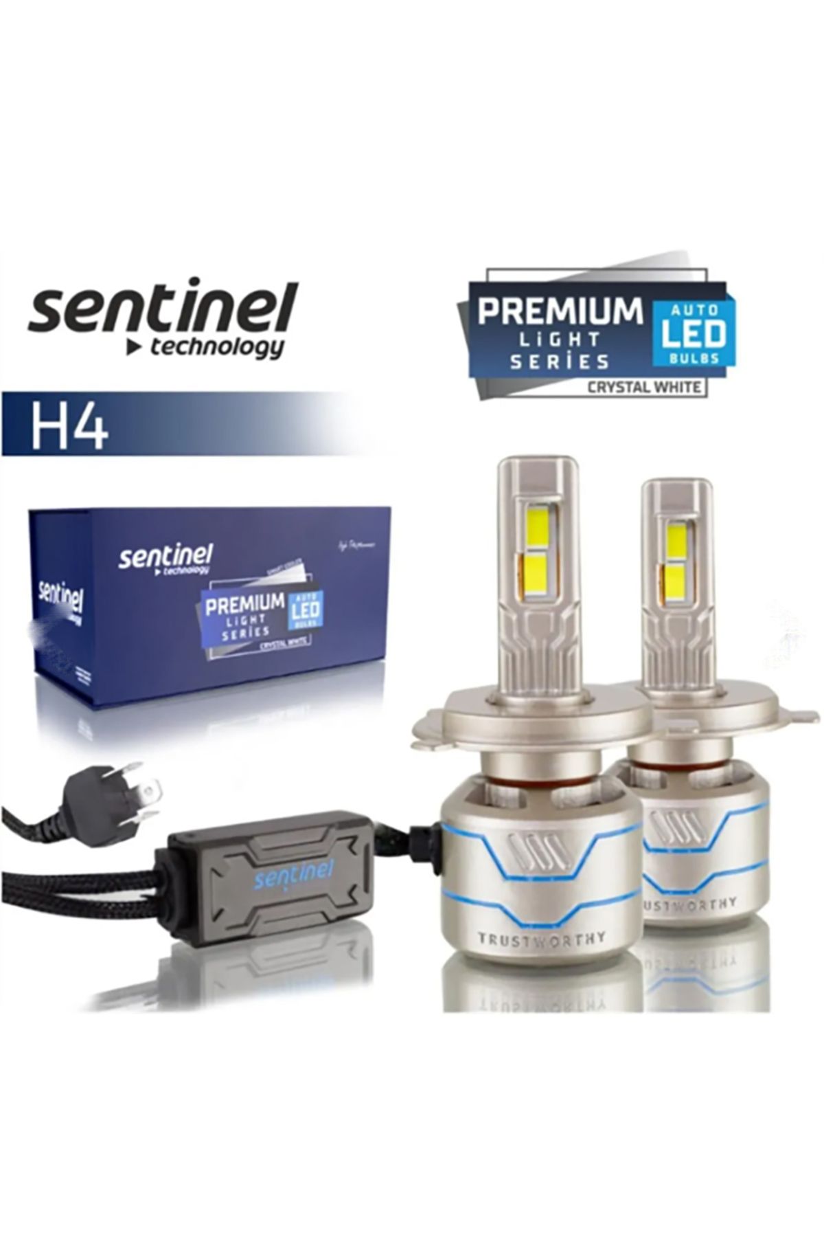 BTM OTOMOTİV Sentinel Premium Serisi H4 Led Xenon Far Ampul Takımı Kristal Beyaz 15.000 Lümen