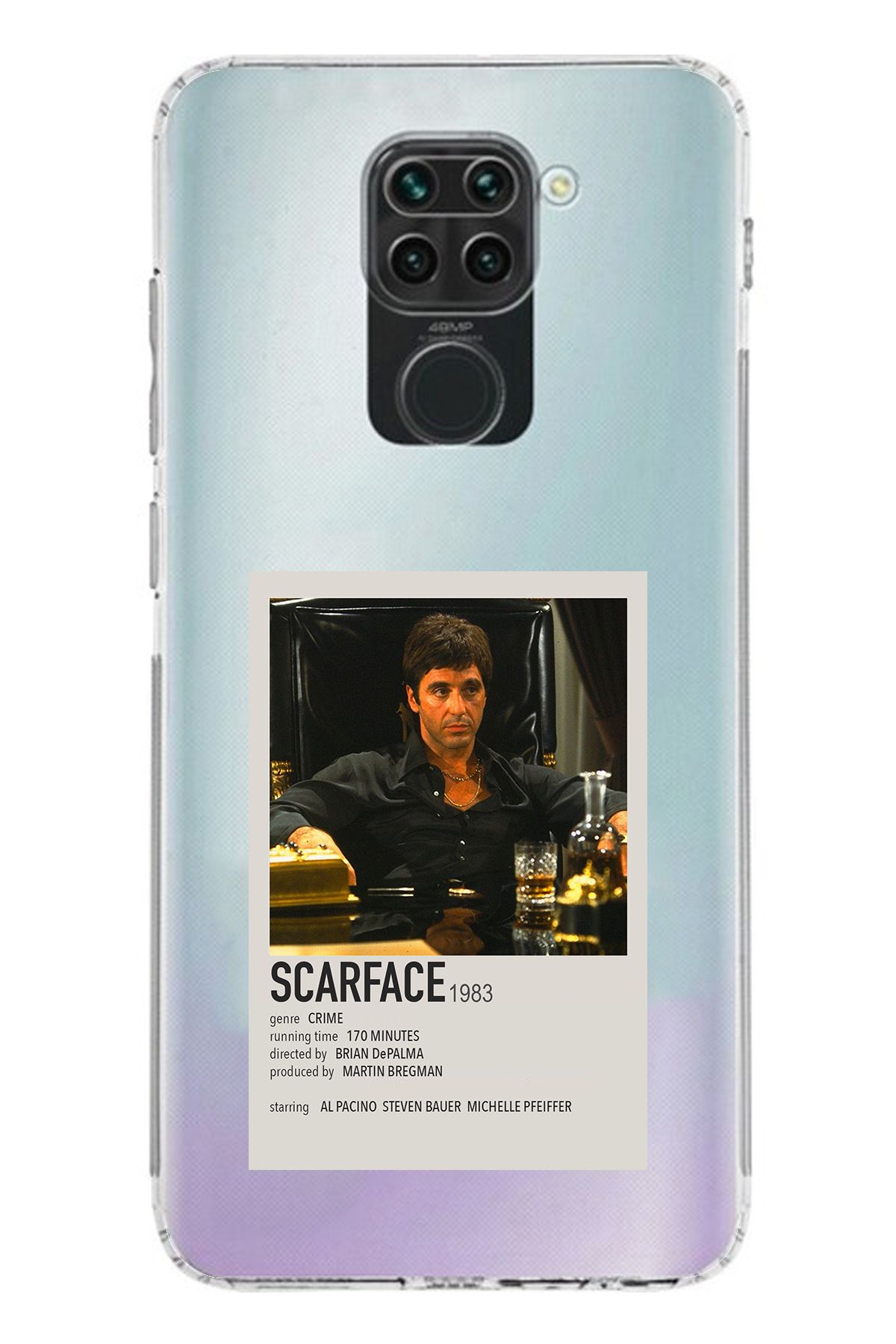 TechTree Redmi Note 9 Uyumlu Scarface Mini Poster Tasarımlı Şeffaf Silikon Kılıf