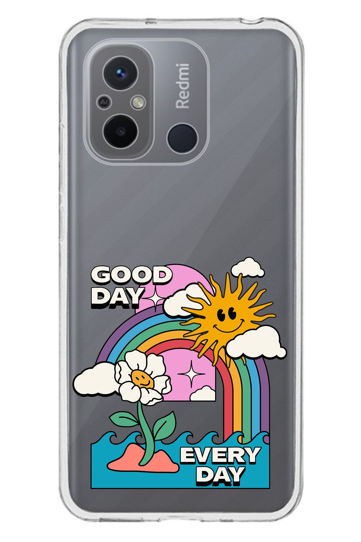 TechTree Redmi 12C Uyumlu Good Day Every Day Tasarımlı Şeffaf Silikon Kılıf