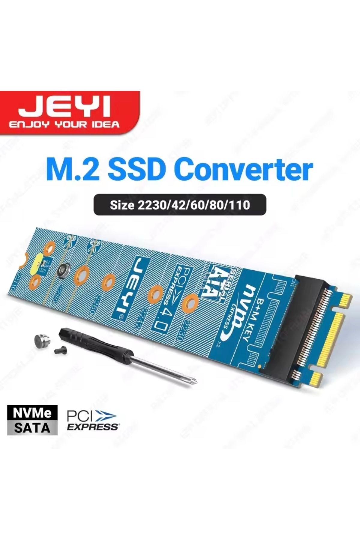 Global JEYI M.2 NVMe Sata Çevirici Dönüştürücü M-key NVMe-PCIe 4.0 X4 64Gbps PCle 4.0 Katı Hal Sürücü