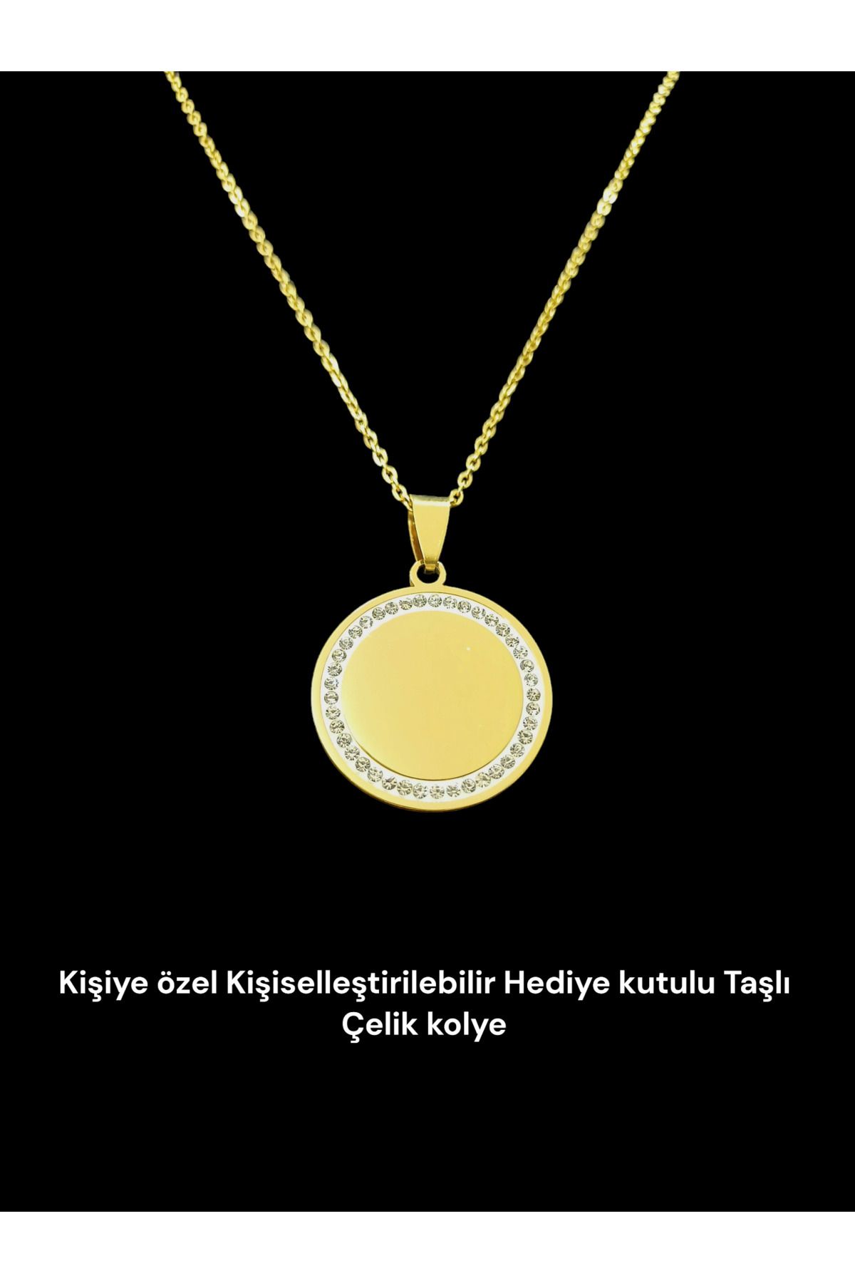 MK butik Kişiye özel Kişiselleştirilebilir Hediye kutulu Çelik Taşlı kolye