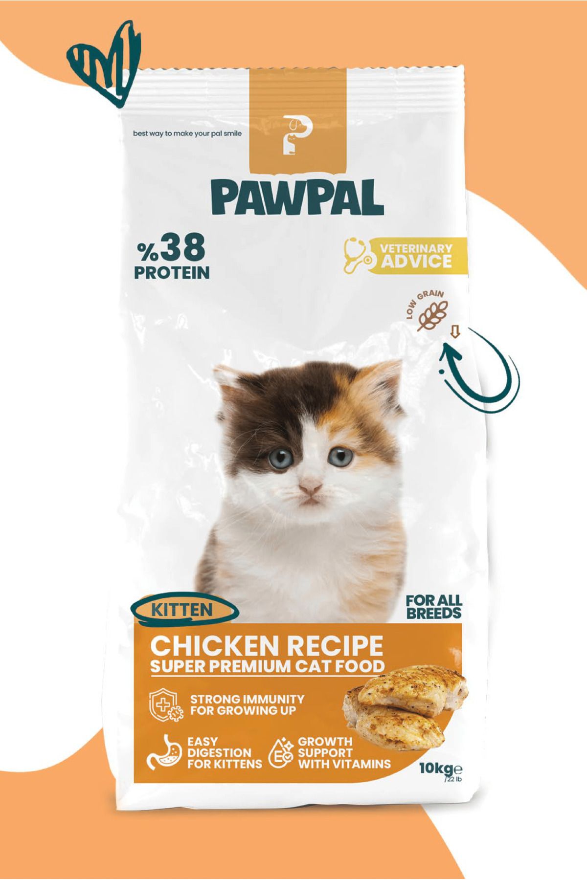 PawPal Tavuklu Süper Premium Yavru Kedi Maması 10 Kg - Düşük Tahıllı