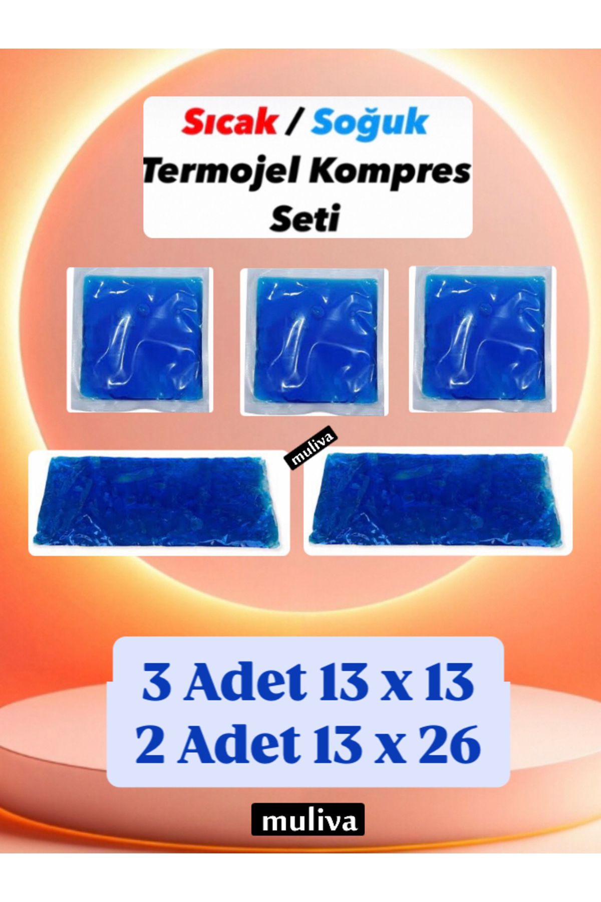 muliva # 3 adet 13x13 2 ade 13x26 Cm Cold Pack Sıcak Soğuk Termo Jel Kompres Buz Termojel bp (NO:8)