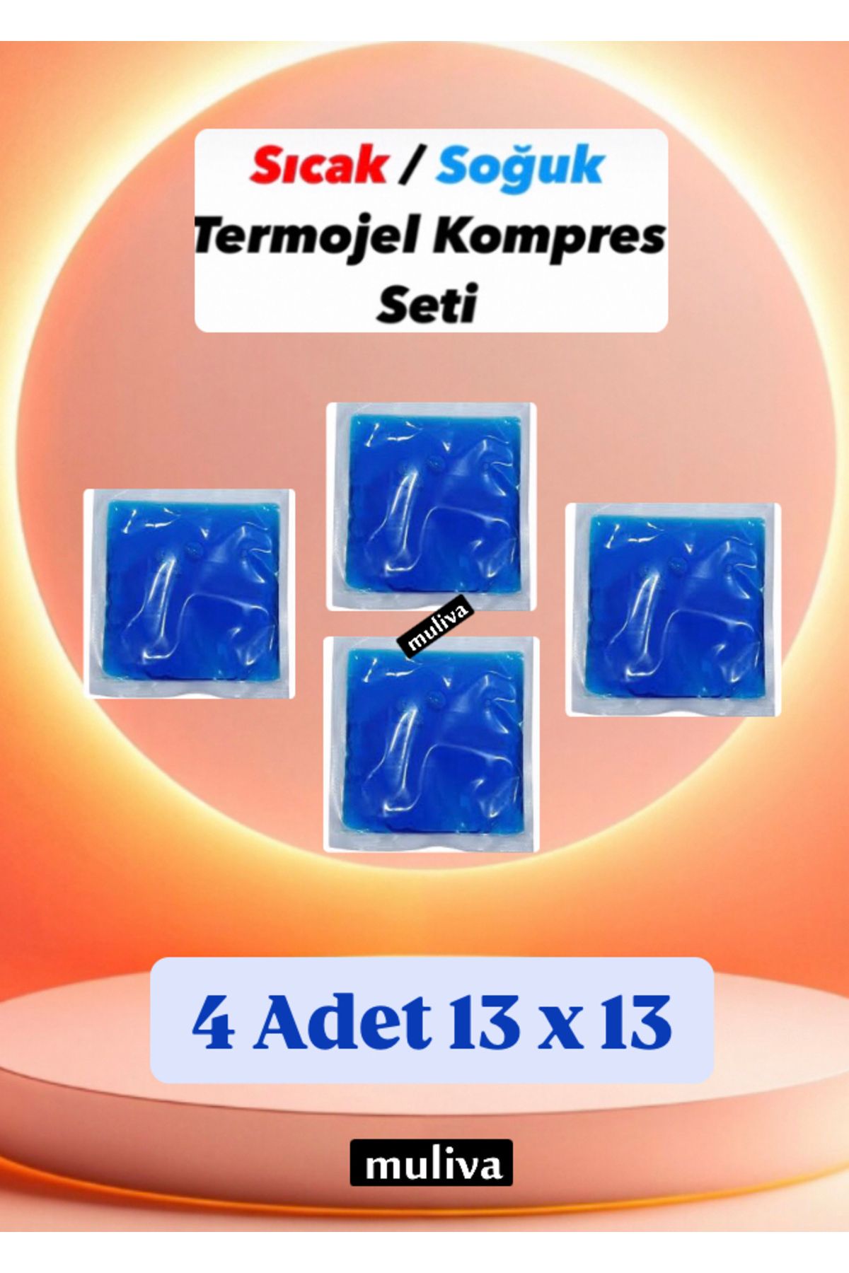 muliva # 4 Adet 13x13 Cm Cold Pack Sıcak Soğuk Termo Jel Kompres Buz Jel Termojel bp (NO:4)