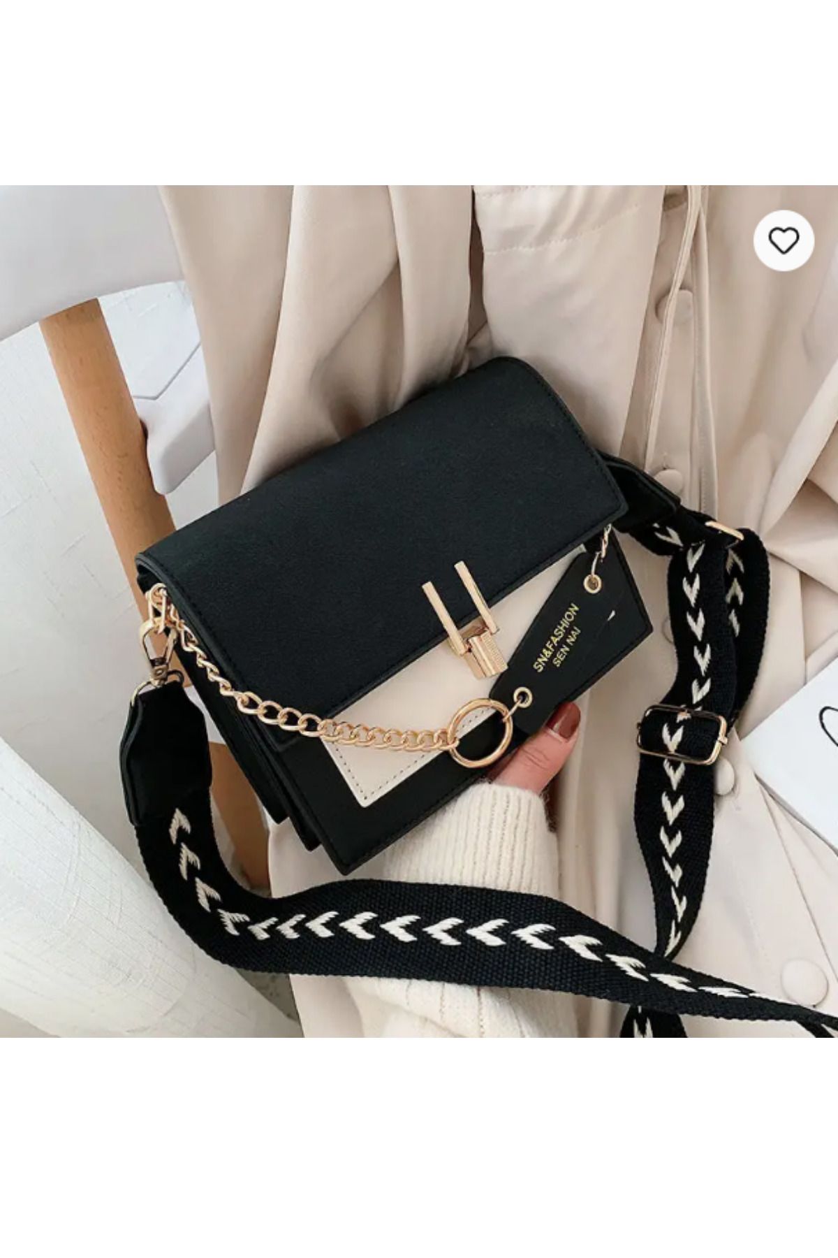 Hubjua Flap Square Bag, Kadın Moda Suni Deri Çanta, Şık Zincir Dekorlu Omuz Çantası