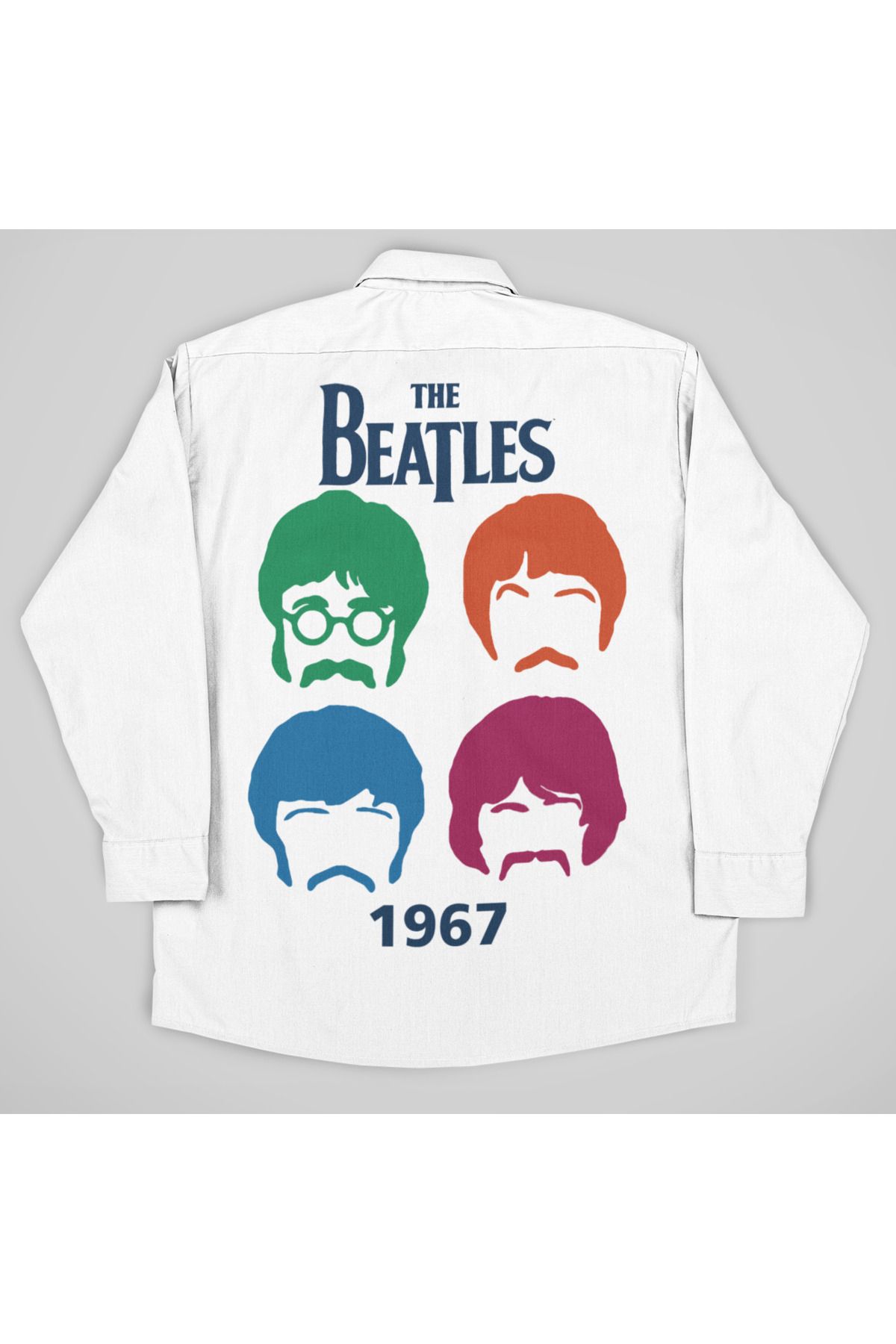 SEVBANO The Beatles 1967 Müzik Grubu Baskılı Unisex Cepli Gömlek