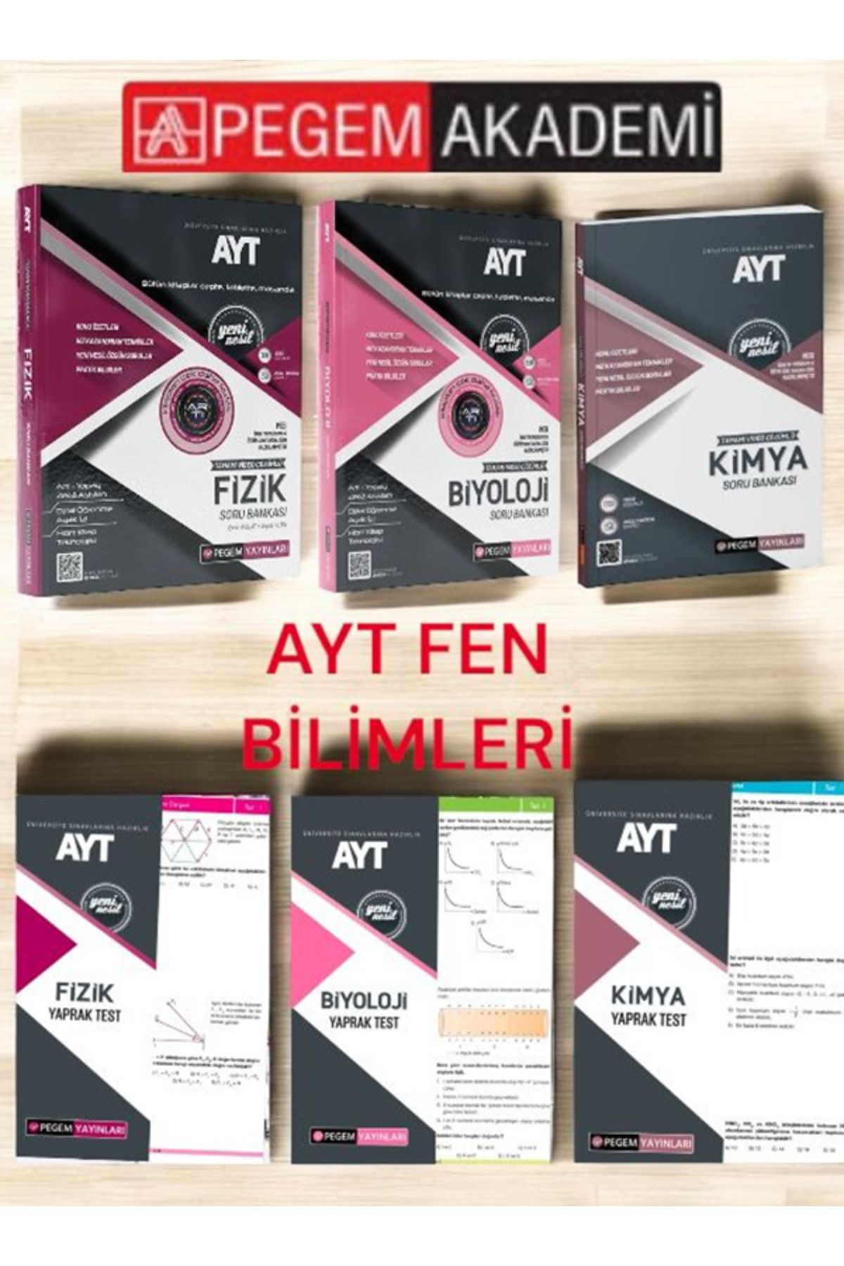 Pegem Akademi Yayıncılık 2025 Ayt Fizik Kimya Biyololoji Soru Bankası Ve Ayt Yaprak Test Yeni Nesil Fen Bilimleri Sayısal Set