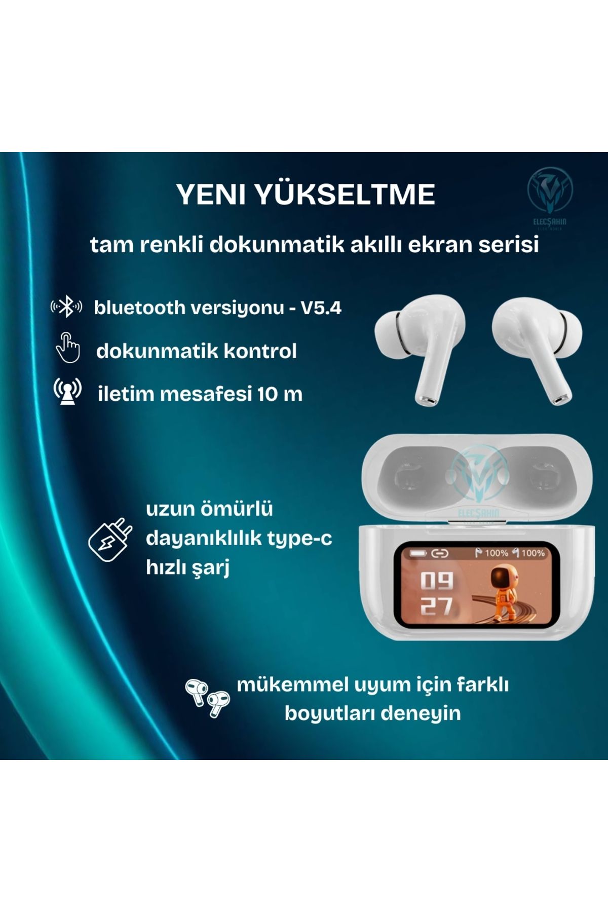 LEERFEI Bluetooth Kulaklık , Dokunmatik Ekranlı, ANC ENC Bluetooth 5,4