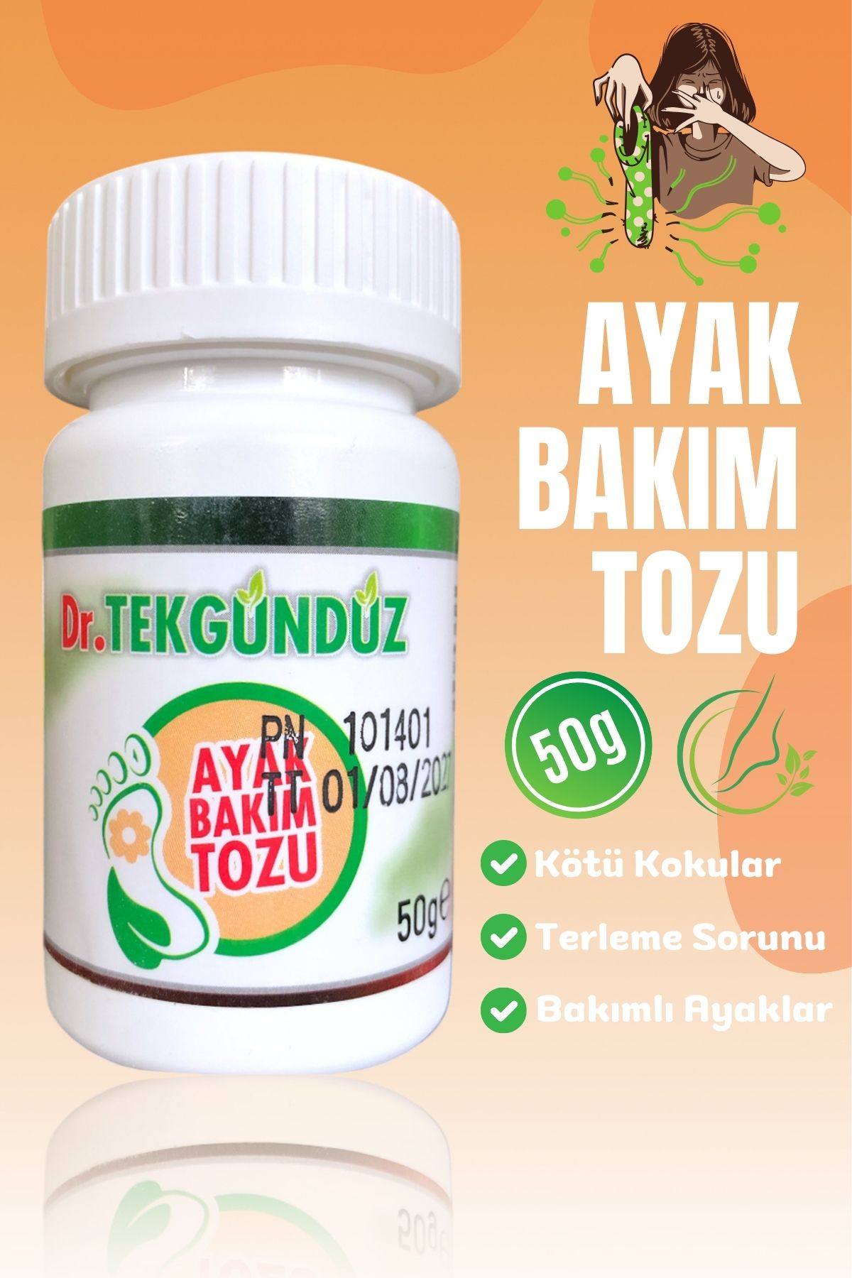 DR.TEKGÜNDÜZ Ayak Kokusu ve Ayak Terlemesi Önleyici Ayak Bakım Tozu