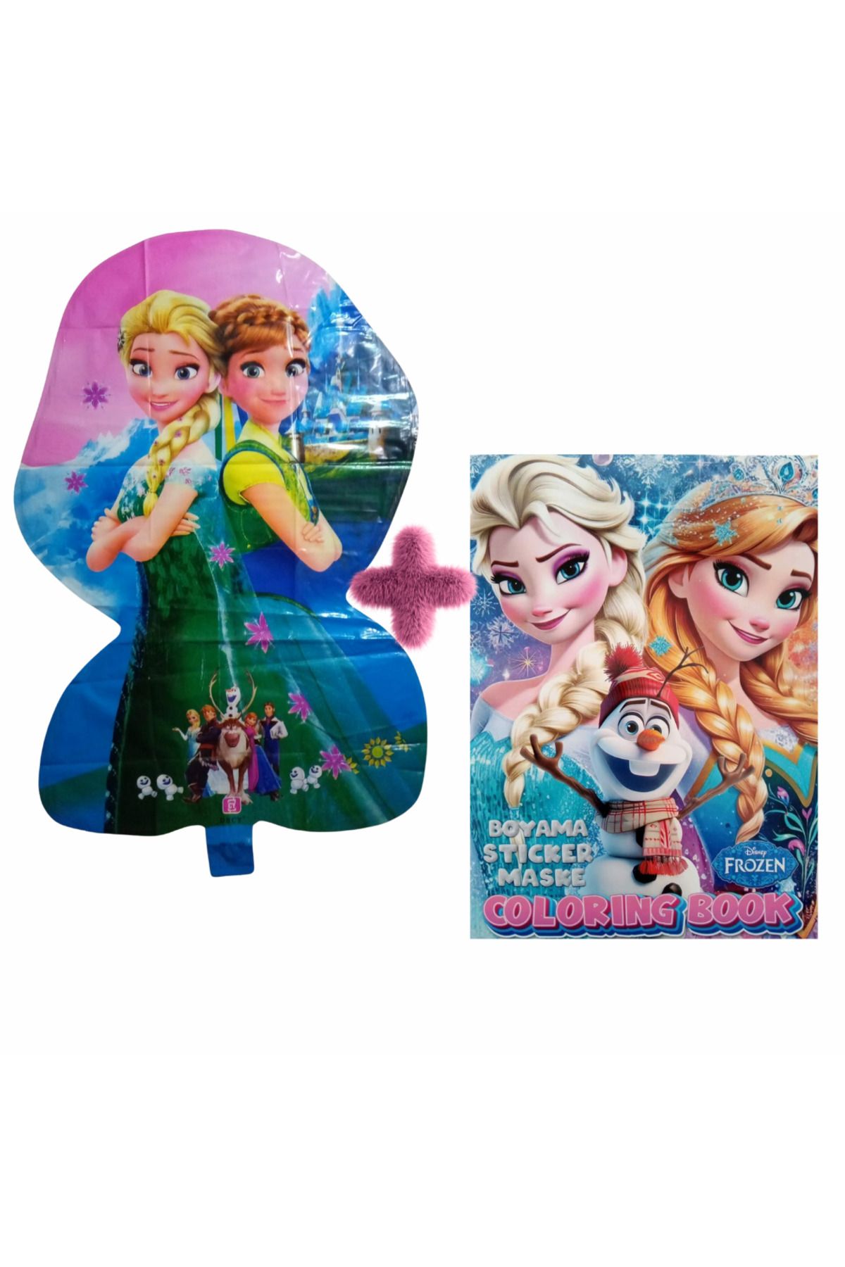 booddie Frozen Boyama Kitabı 20 Stickerlı Arka Kapak Kesilerek Maskeli & Çift Taraflı Frozen Folyo Balon