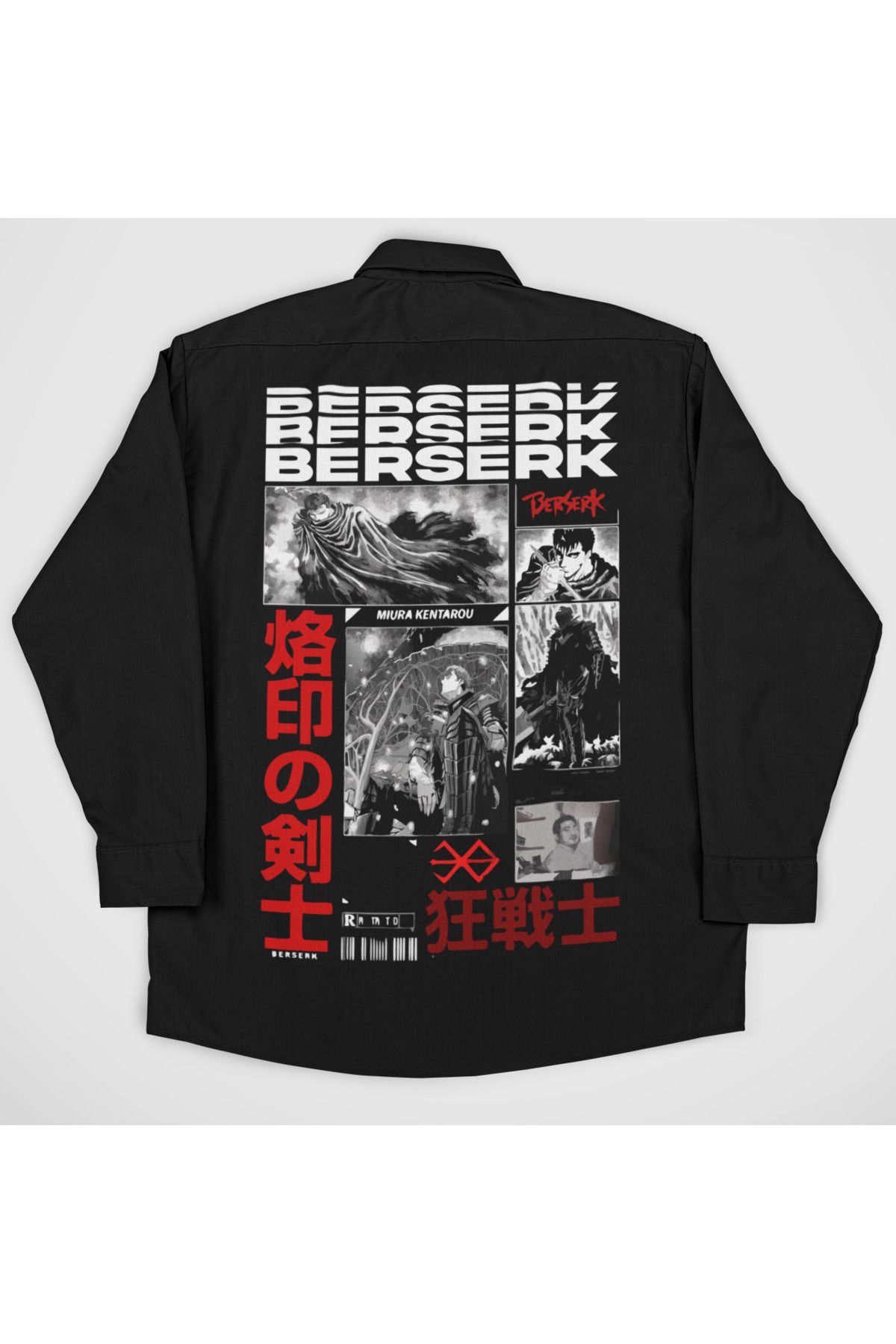 SEVBANO Berserk Baskılı Unisex Anime Cepli Gömlek