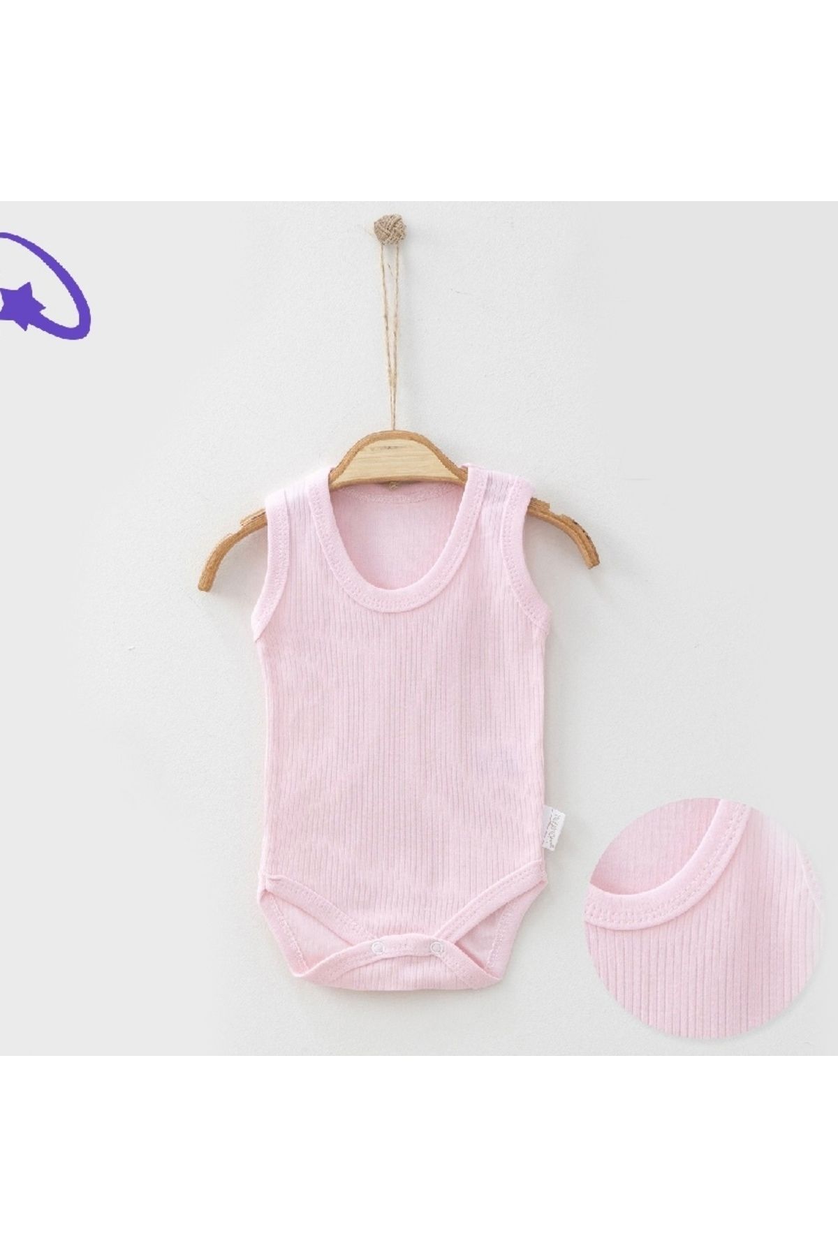 Atabay Kids Raporlu Sıfır Kol Unisex Çıtçıtlı Badi - PEMBE