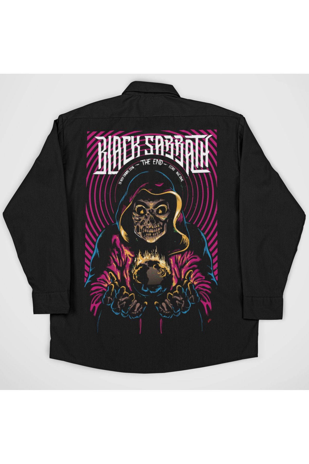 SEVBANO Black Sabbath The End Yazılı Müzik Grubu Baskılı Unisex Rock Metal Cepli Gömlek