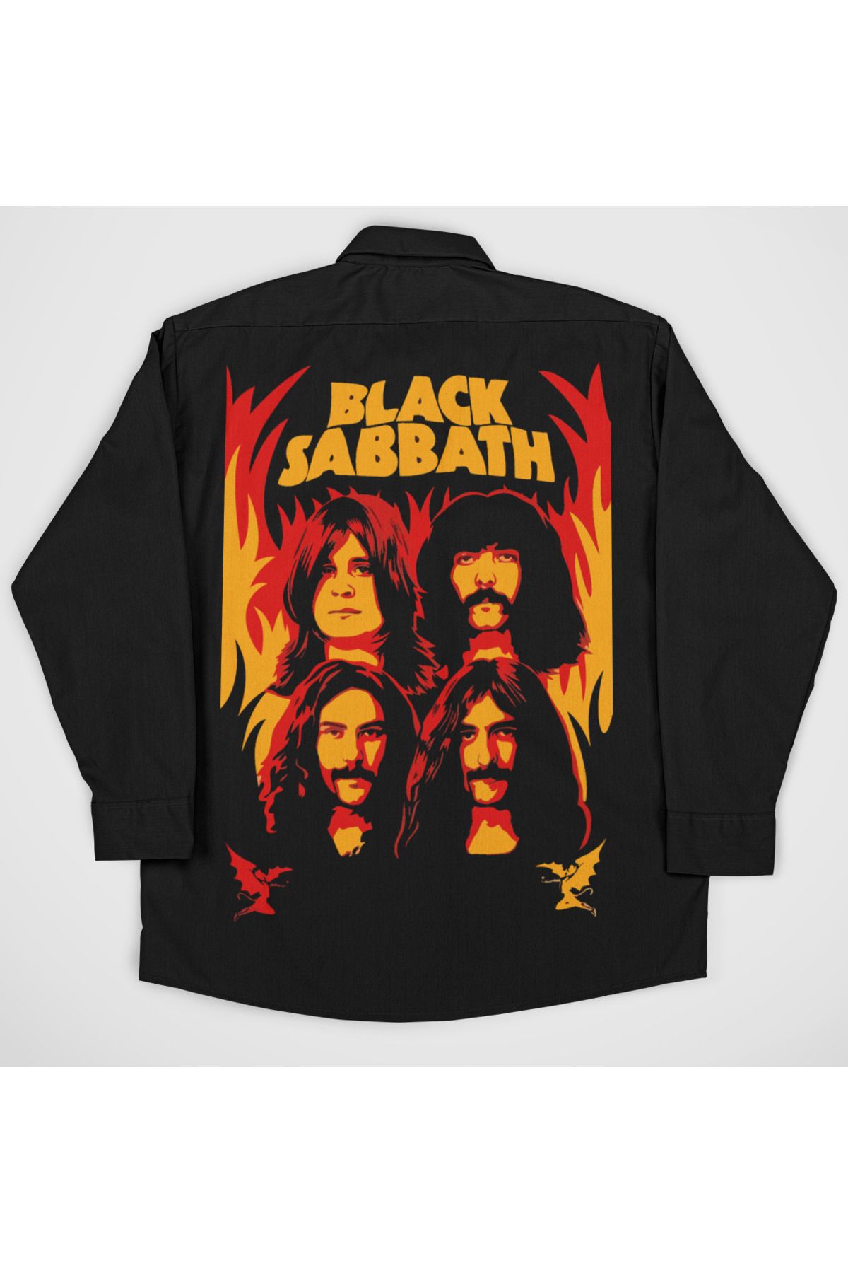 SEVBANO Black Sabbath Müzik Grubu Baskılı Unisex Rock Metal Cepli Gömlek