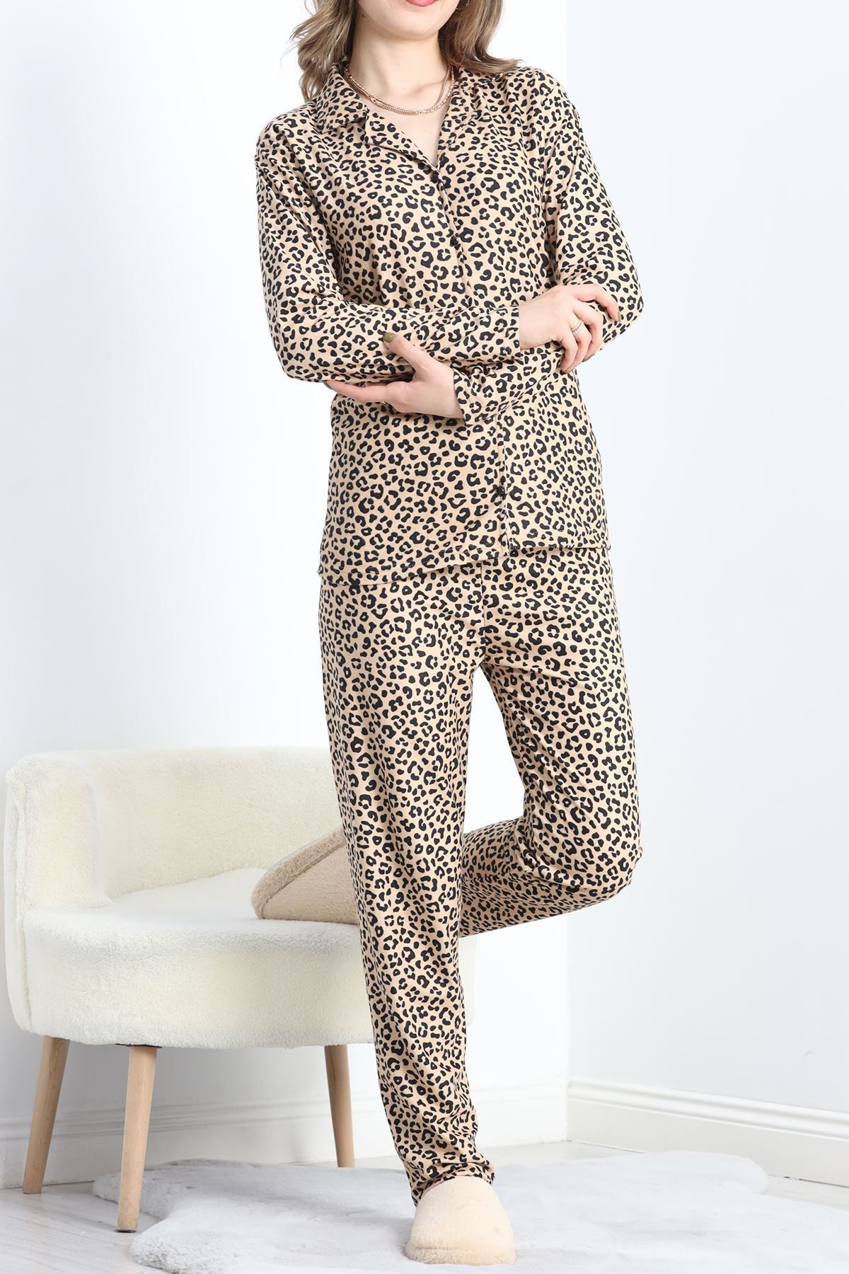 civetta Süet Pijama Takımı Kahveleopar - 40003.1049.