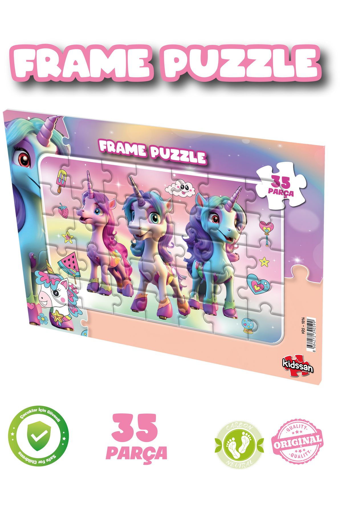 kidssan games FRAME PUZZLE 35 PARÇA ÇOCUK OYUNCAĞI UNİCORN AİLESİ SEVİMLİ KIZ PUZZLE EĞİTİCİ MONTESORİ