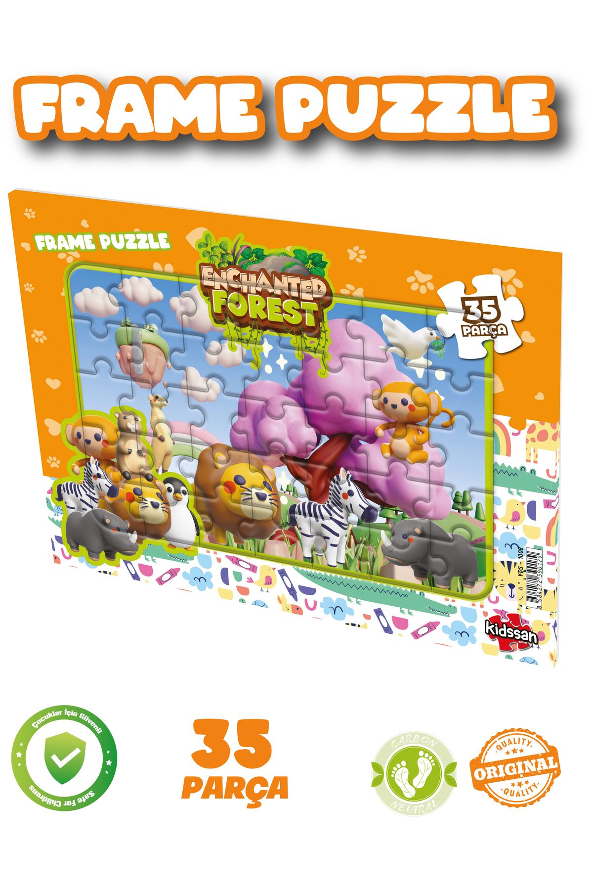 kidssan games FRAME PUZZLE 35 PARÇA ÇOCUK OYUNCAĞI ORMANDAKİ HAYVANLAR PUZZLE EĞİTİCİ MONTESORİ