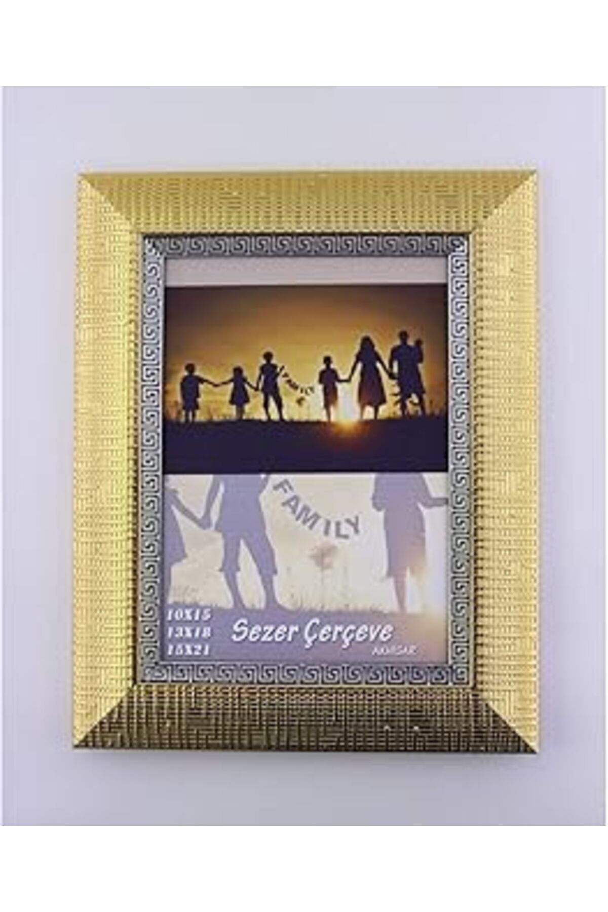 NZM TİCARET Sezer Çerçeve-15X21 Cm Altin Gümüş Desenli Dekoratif Fotoğraf Çerçeve