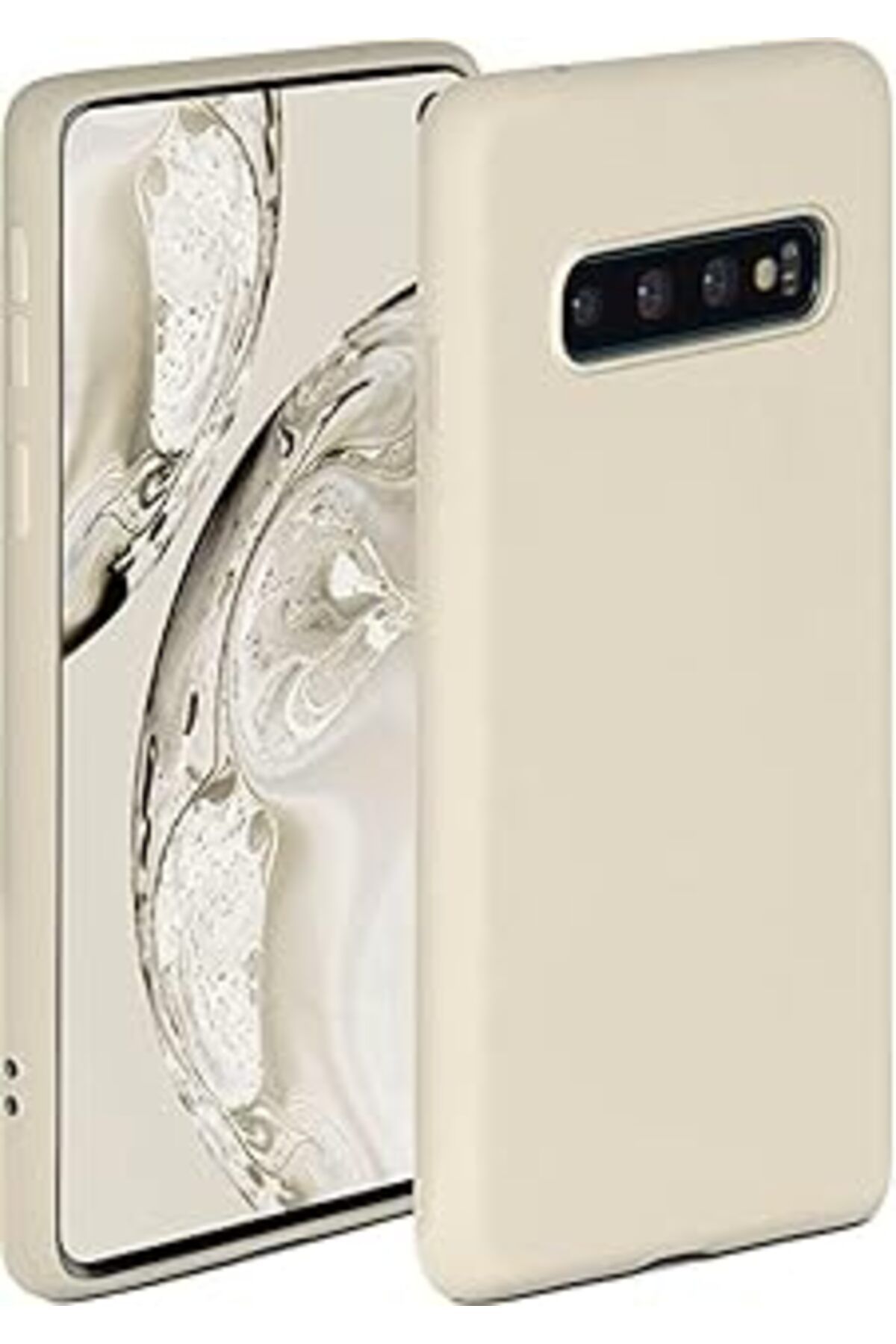 NZM TİCARET Susa Tek Galaxy S10+ Kılıfı, Dokunuş Koruyucu, Mikrofiber İÇ Kısımlı(Kapakli Bej)