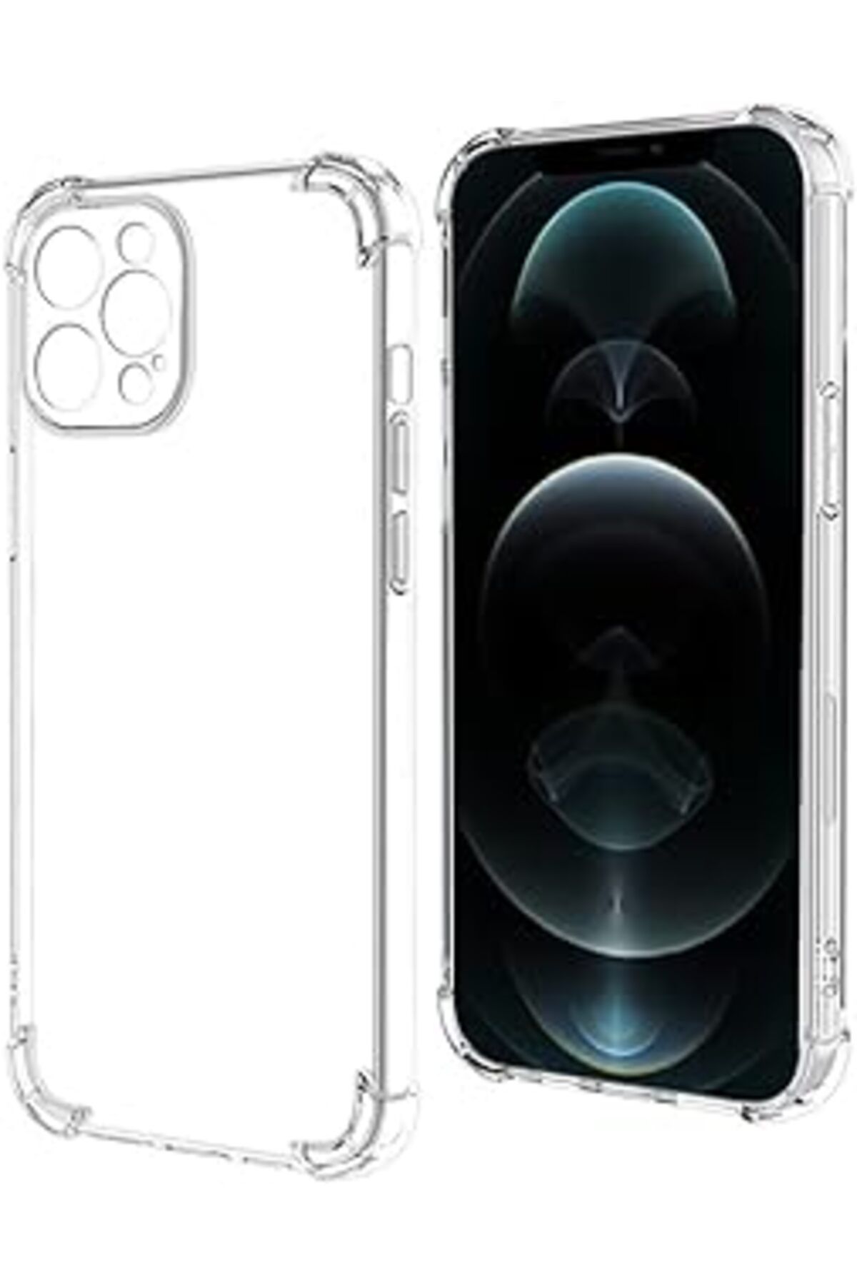 feifei Iphone 12 Pro İLe Uyumlu Kılıf Kamera Korumalı Nitro Anti Shock Silikon Kapak Şeffaf