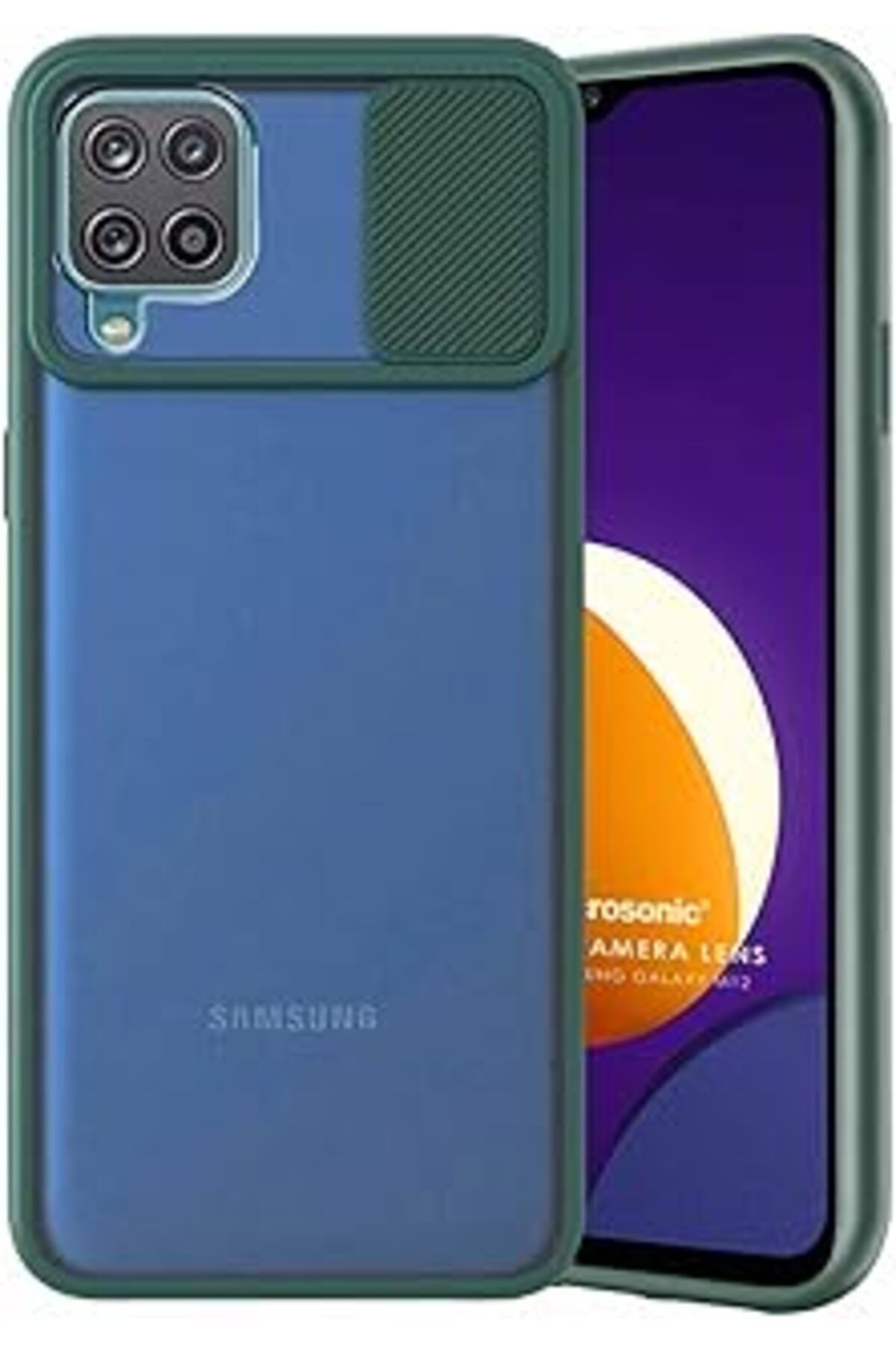 NZM TİCARET Galaxy M32 4G Kılıf Slide Camera Lens Protection Yeşil