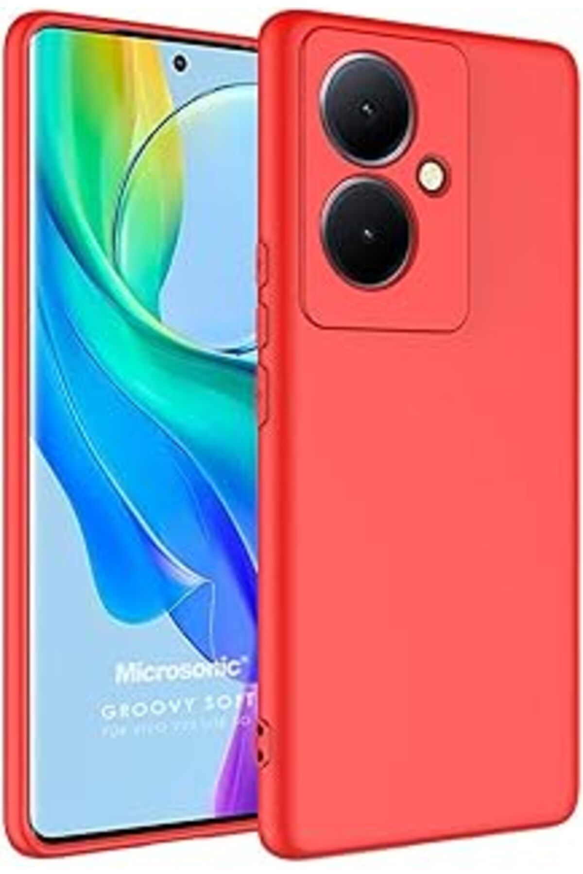 EDALKILIÇ Vivo V29 Lite 5G Için Kılıf Groovy Soft Kırmızı [V29 Lite 5G Ile Uyumlu Kılıf - Kırmızı]