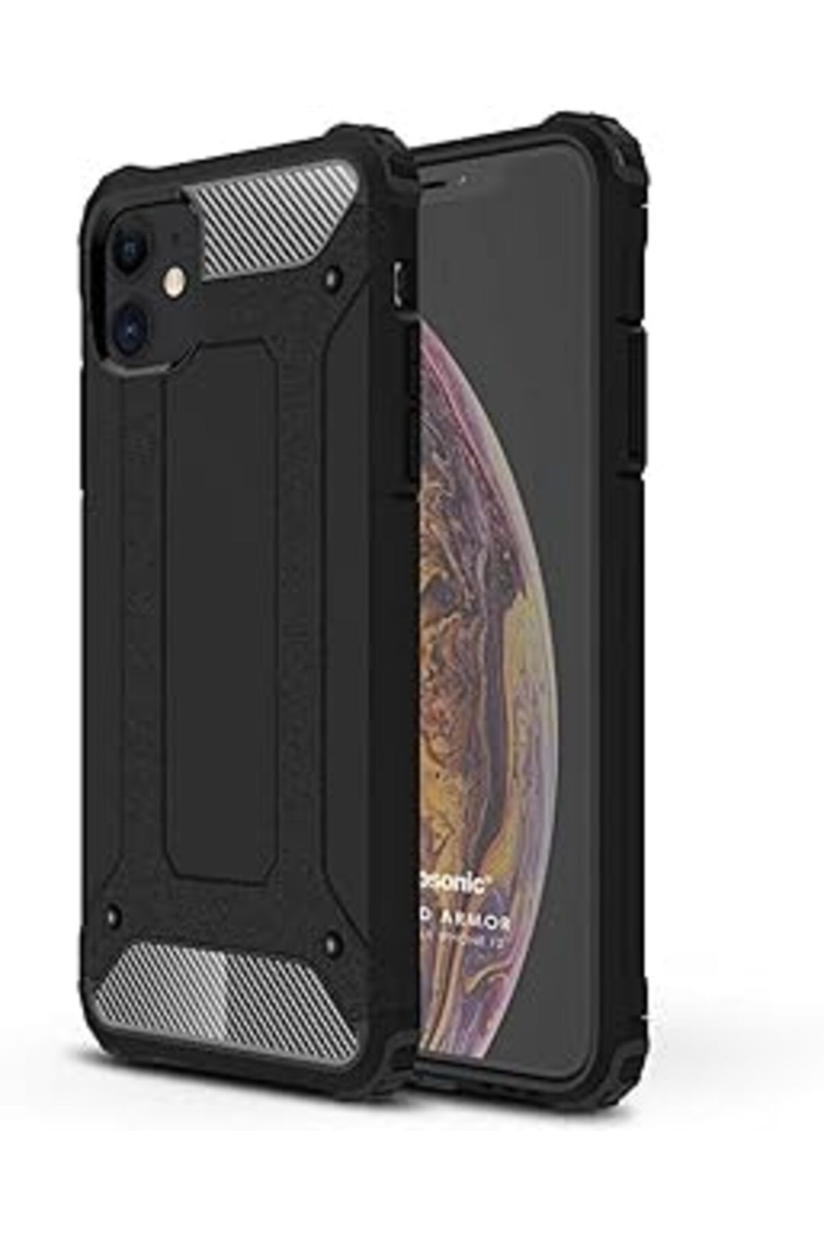 feifei Iphone 12 Için Kılıf Rugged Armor Siyah [Iphone 12 Ile Uyumlu Kılıf - Siyah]