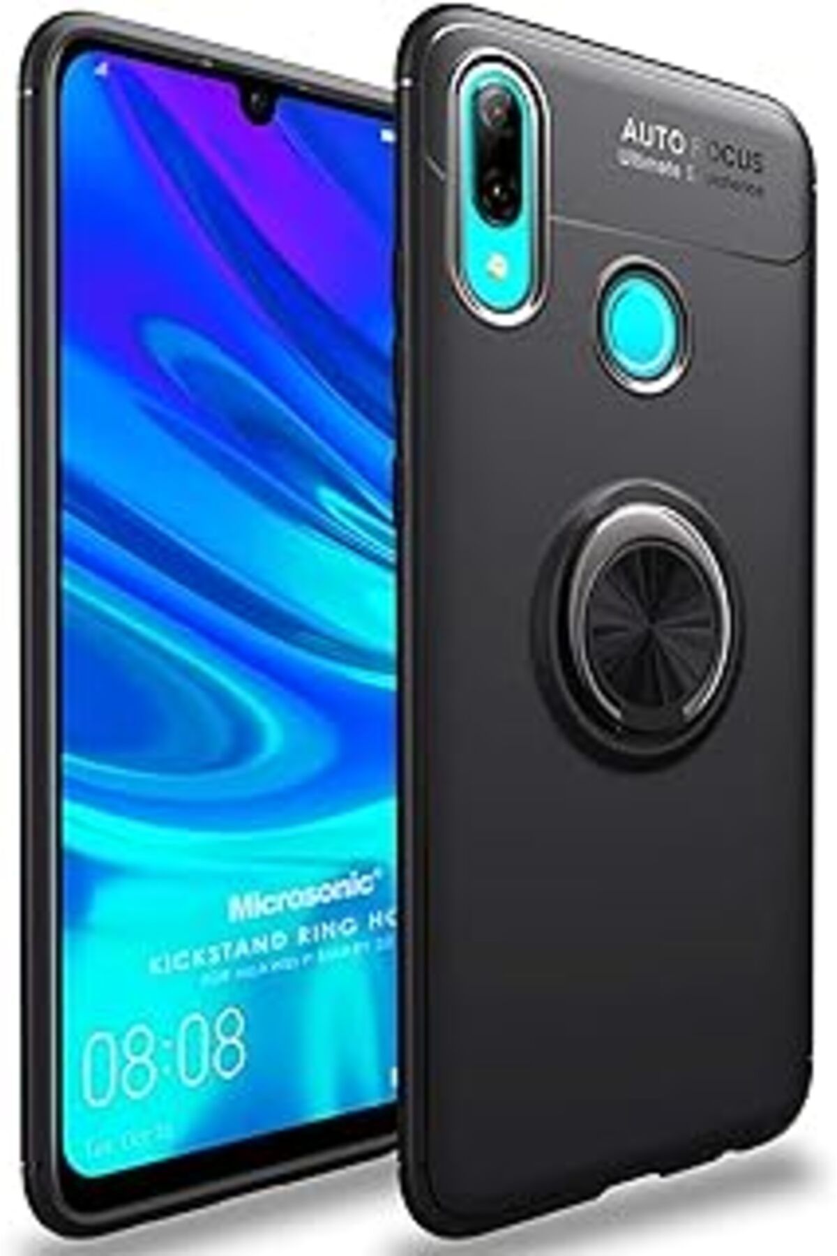 EDALKILIÇ Huawei Honor 10 Lite Için Kılıf Kickstand Ring Siyah [Honor 10 Lite Ile Uyumlu Kı