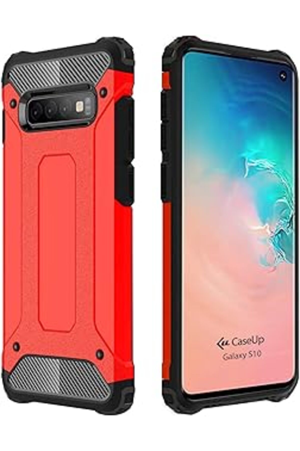 NZM TİCARET Caseup Galaxy S10 Uyumlu Kılıf, Caseup Tank Kırmızı