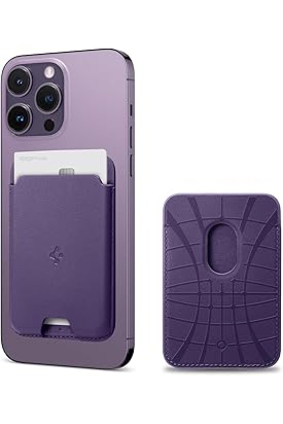 NZM TİCARET Spigen Magfit Iphone Için Magsafe Özellikli Kartlı Manyetik Cüzdan Valentinus Purple - Afa06267