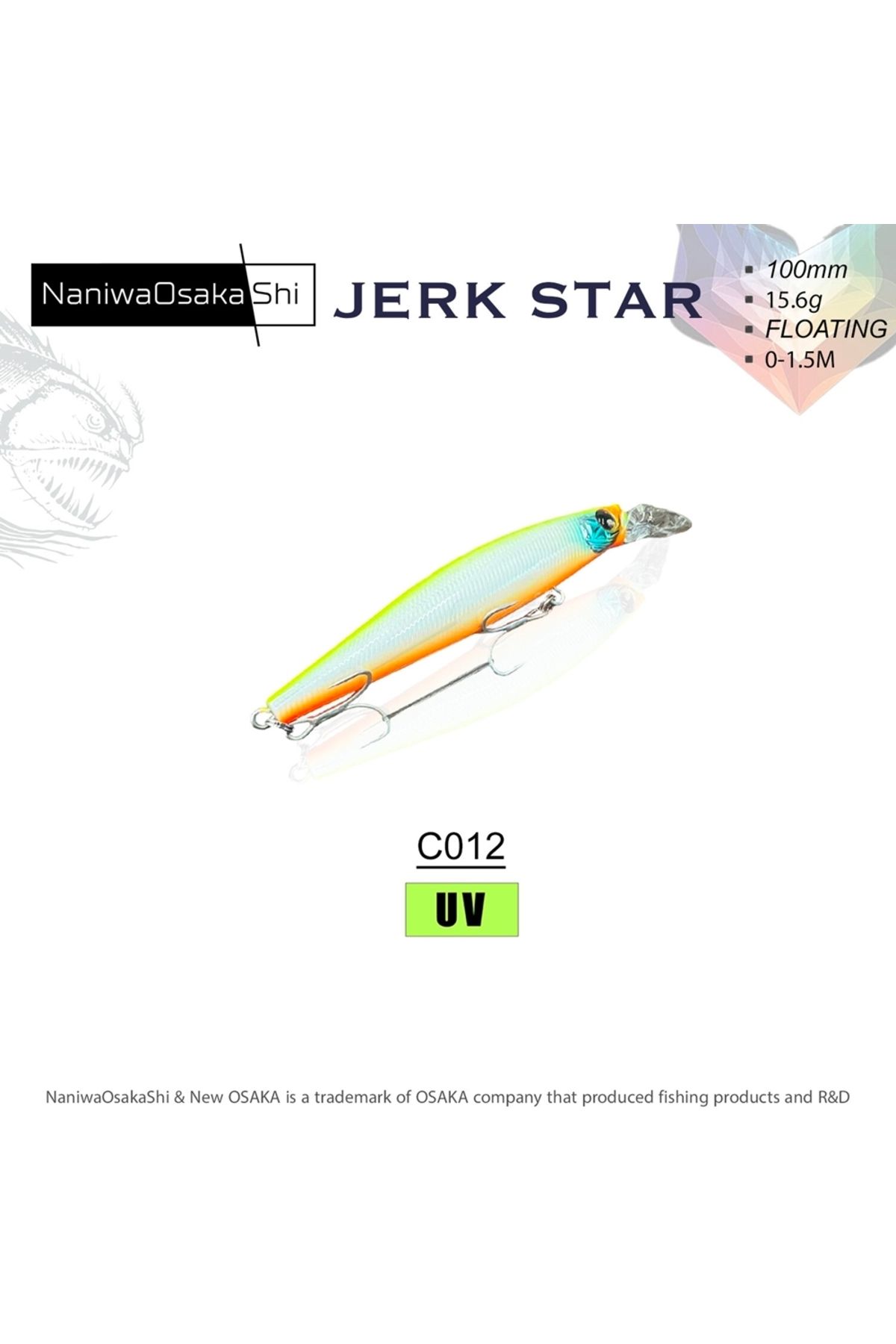 NaniwaOsaka Shi NaniwaOsakaShi JerkStar 100 mm 15.6 gr Floating Maket Balık C012