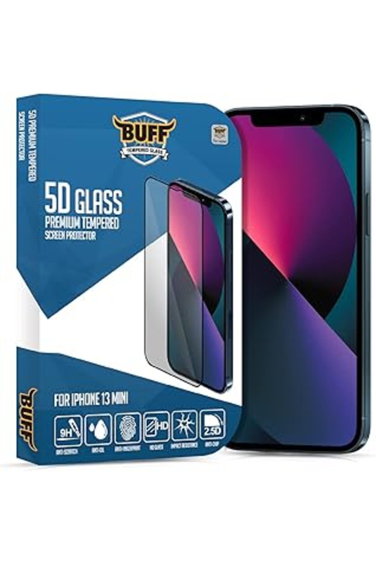 NZM TİCARET Buff Labs Iphone 13 Mini 5D Glass Ekran Koruyucu