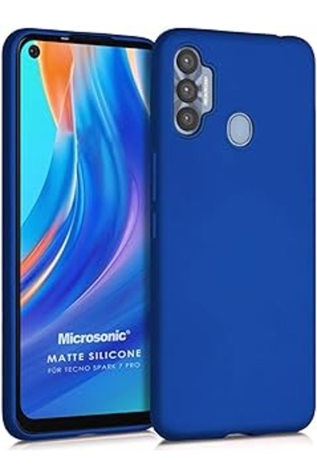 EDALKILIÇ Matte Silicone Tecno Spark 7 Pro Için Kılıf Mavi [Spark 7 Pro Ile Uyumlu Kılıf - Mavi]