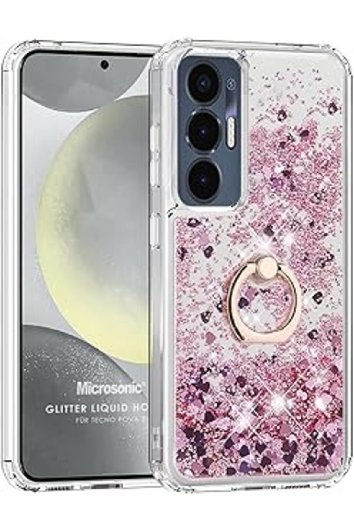 EDALKILIÇ Tecno Pova 3 Için Kılıf Glitter Liquid Pembe [Pova 3 Ile Uyumlu Kılıf - Pembe]