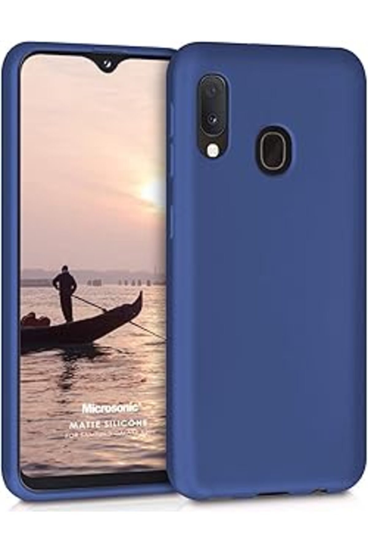 feifei Matte Silicone Galaxy A20E Kılıf Lacivert