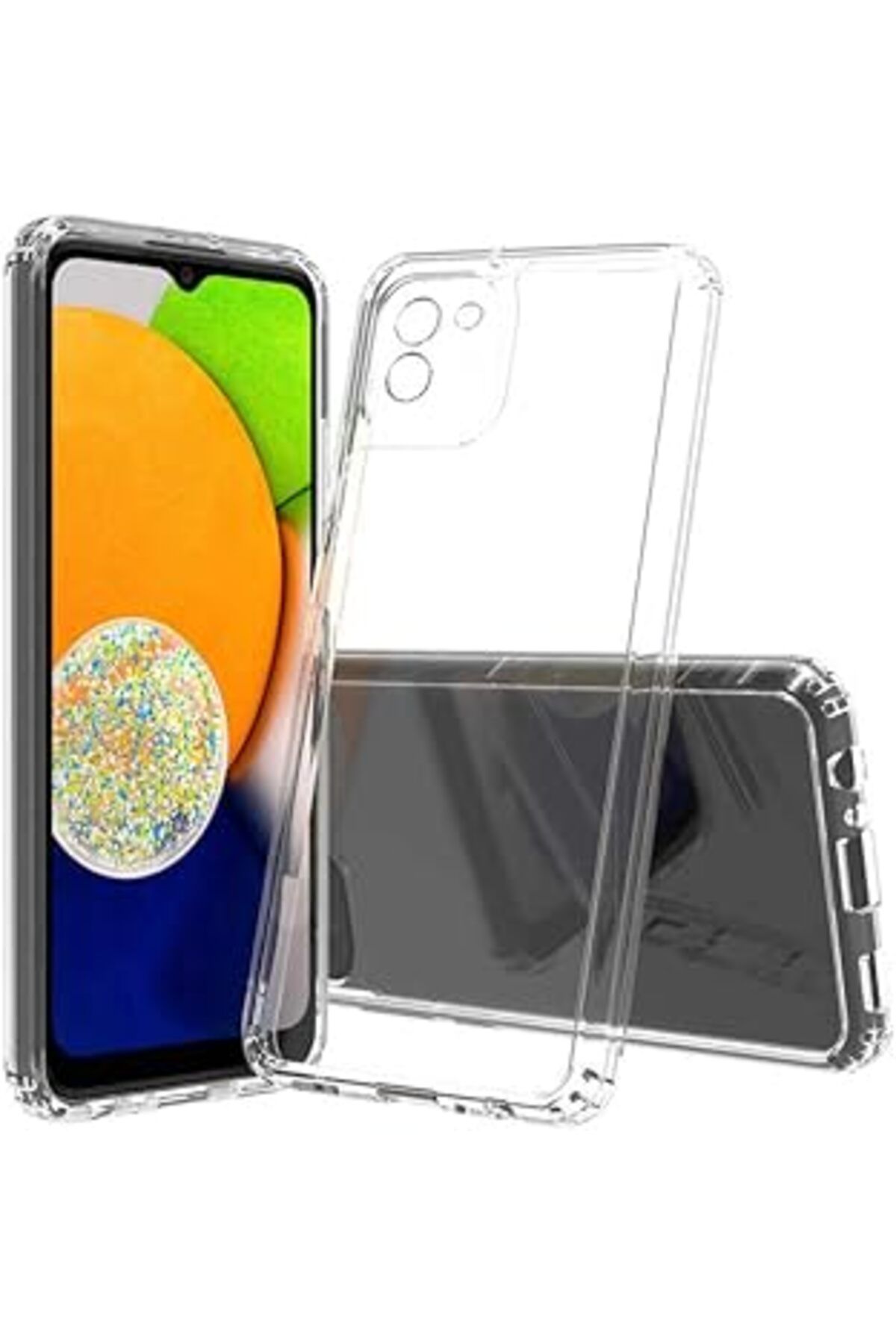 EDALKILIÇ Nevarium Galaxy A03 Kılıf Şeffaf Antishock Darbe Emici Kamera Korumalı Silikon