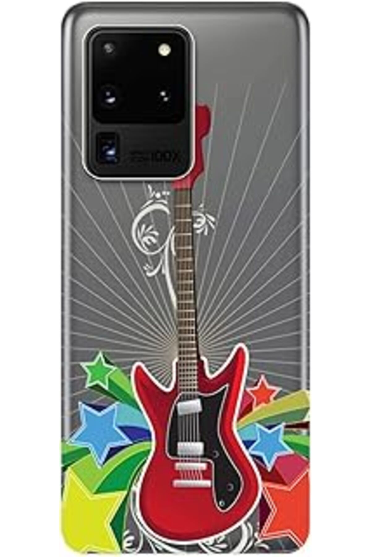 MAGNESİA Galaxy S20 Ultra Kılıf (Sm-G988B) Baskılı Silikon Kırmızı Gitar Stk:311