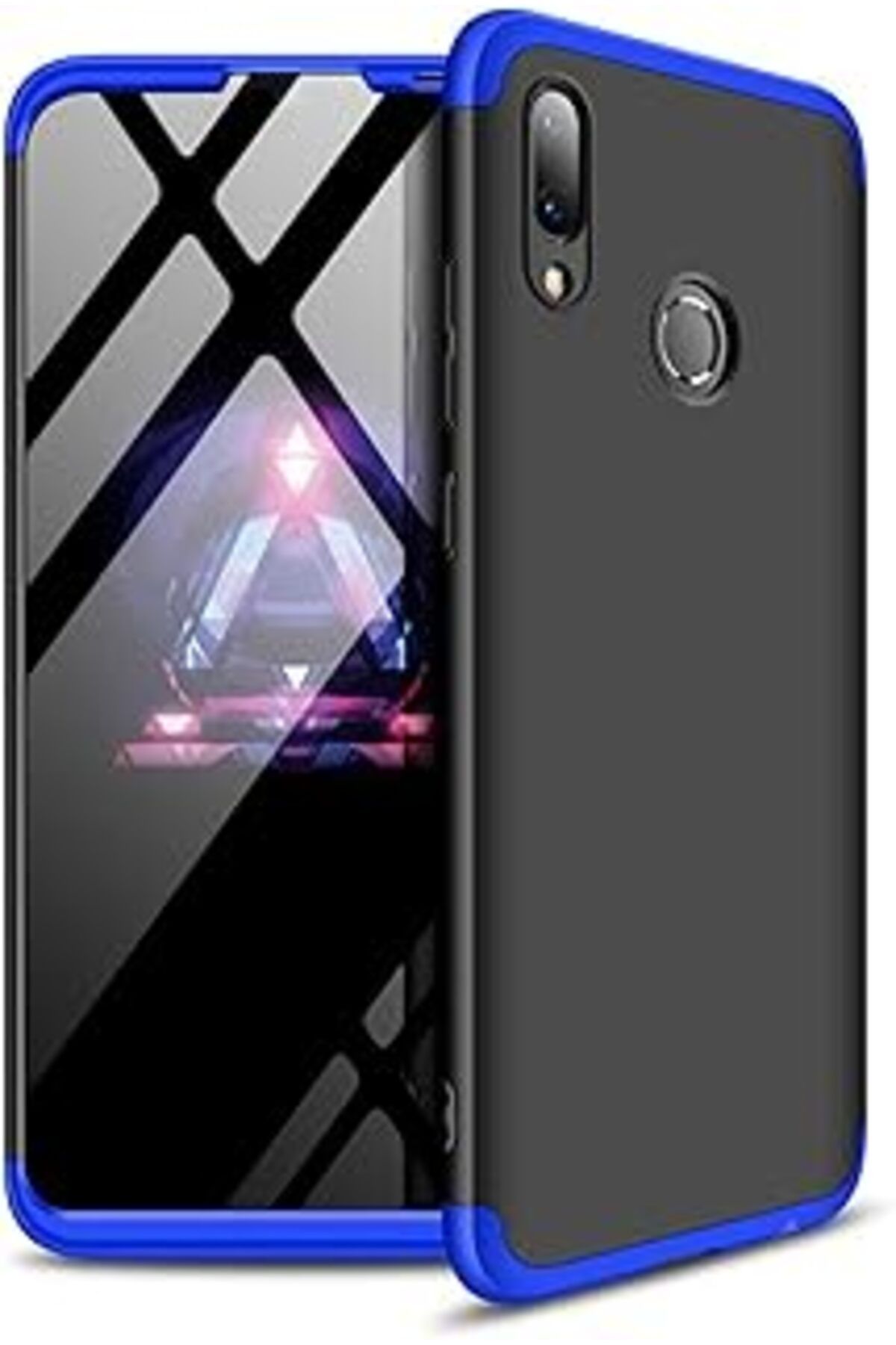 NZM TİCARET Huawei Y7 Prime 2019 Için Kılıf Double Dip 360 Protective Siyah Mavi [Y7 Prime 2019 Ile