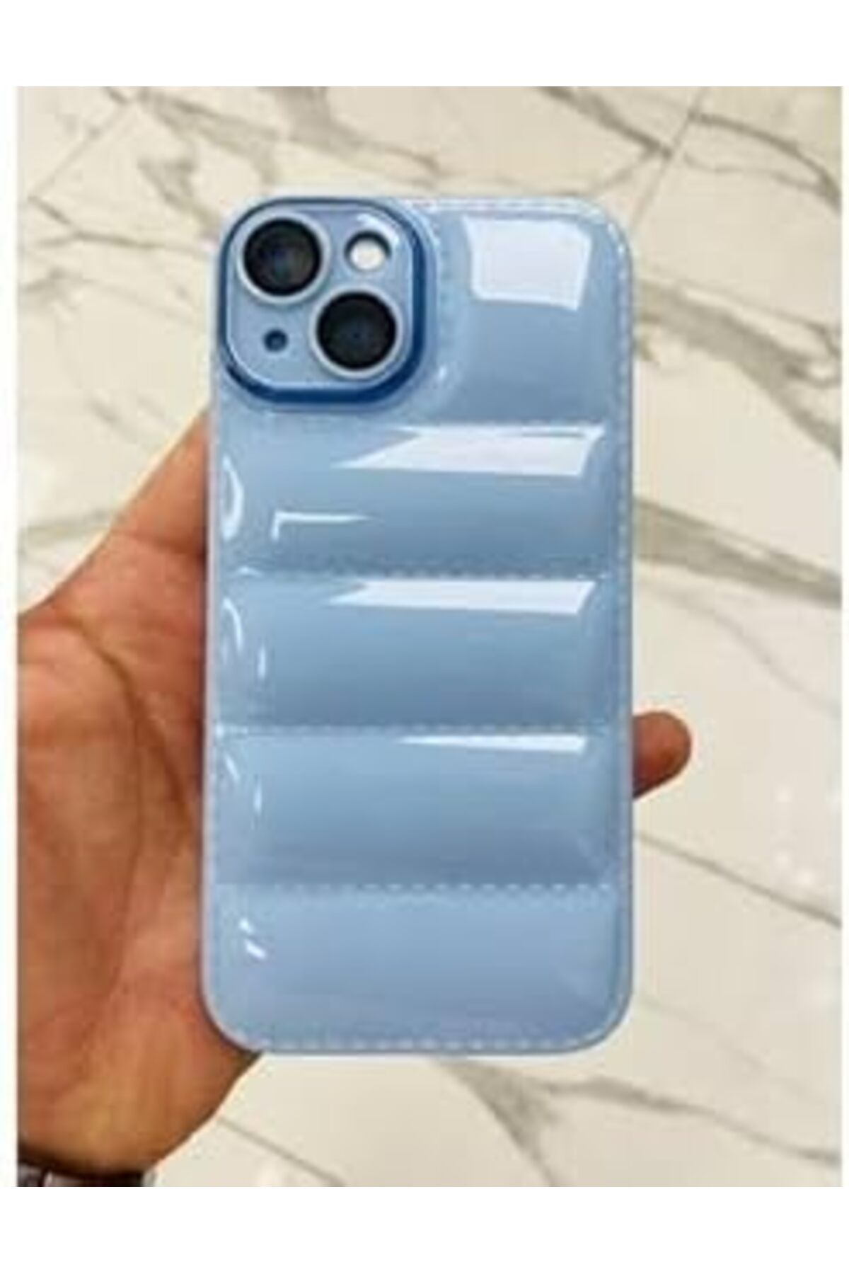 NZM TİCARET Tia Ask Iphone 11 Pro Ile Uyumlu Kamera Lens Korumalı Puff Kılıf Mavi