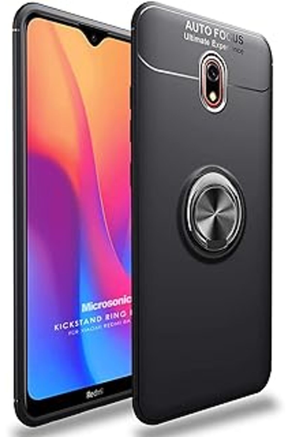 feifei Mi Redmi 8A Için Kılıf Kickstand Ring Siyah [Redmi 8A Ile Uyumlu Kılıf - Siya