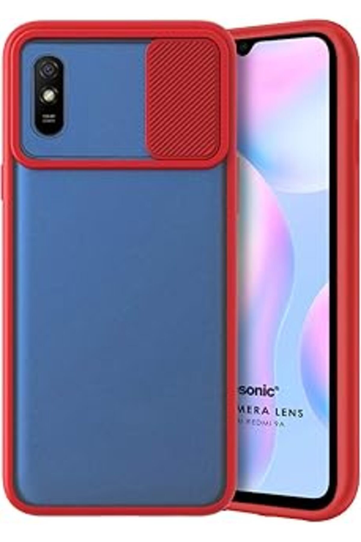 ebadi Redmi 9A Kılıf Slide Camera Lens Protection Kırmızı