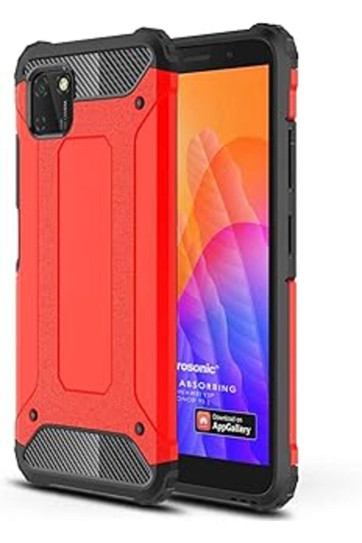 Ceet Markets Huawei Y5P Için Kılıf Rugged Armor Kırmızı [Y5P Ile Uyumlu Kılıf - Kırmızı]