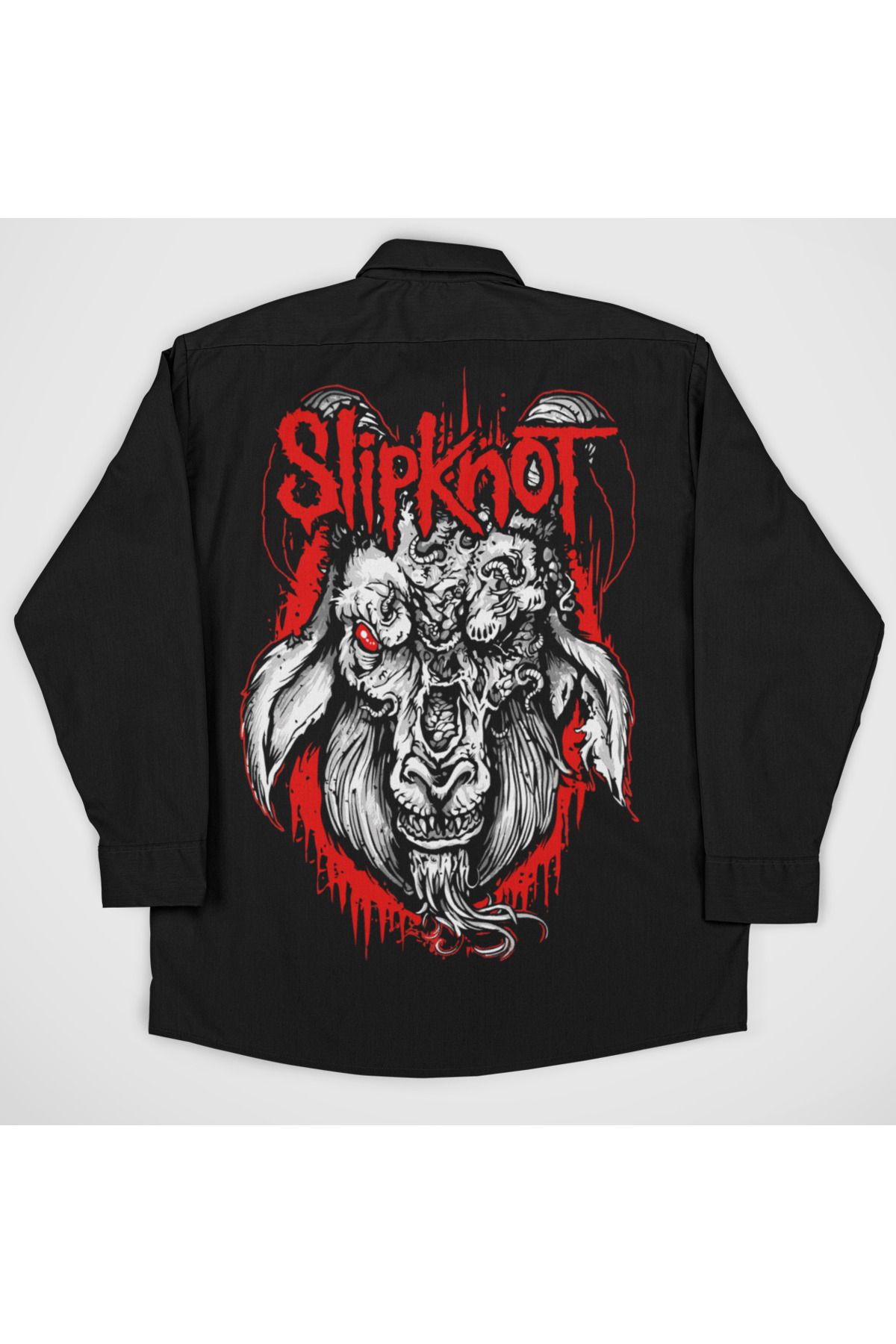 SEVBANO Slipknot Müzik Grubu Baskılı Unisex Rock Metal Cepli Gömlek