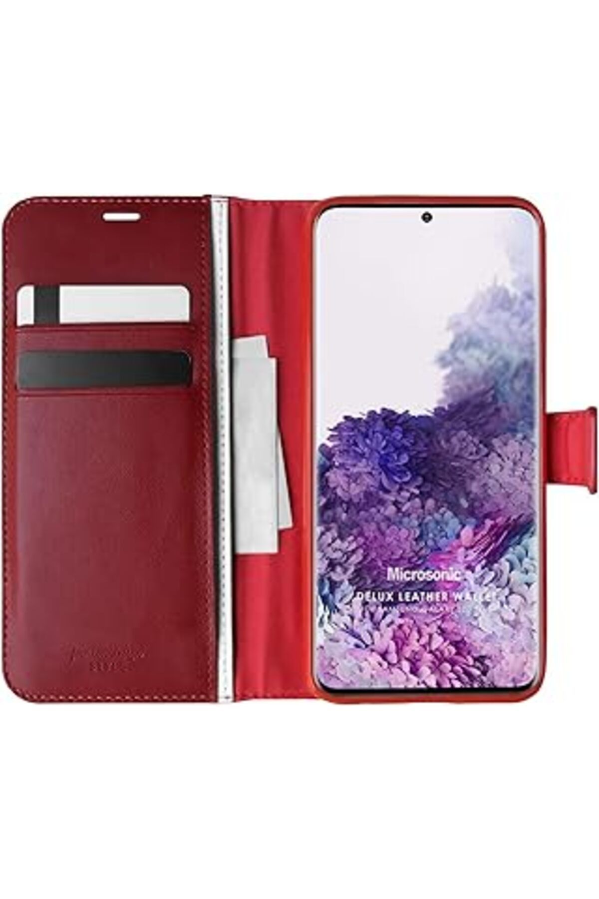 NZM TİCARET Galaxy S20 Plus Için Kılıf Delux Leather Wallet Kırmızı [Galaxy S20 Plus Ile Uyu