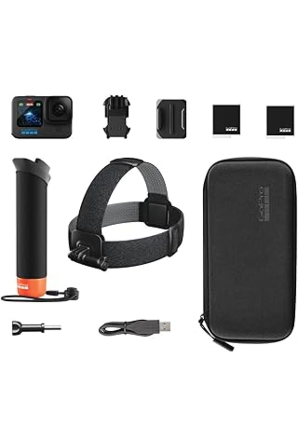 NZM TİCARET Gopro Hero12 Aksesuarlı Paket – Hero12 Black Kamera, Sap, Kafa Kayışı 2.0, Şarj Edilebilir Enduro P