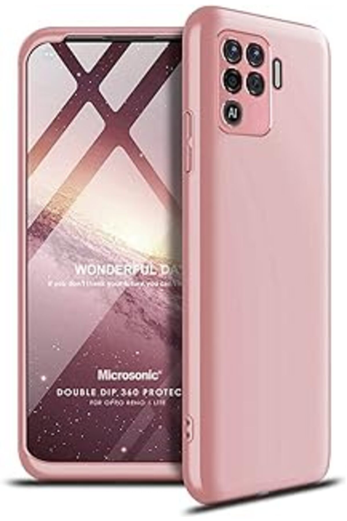 EDALKILIÇ Oppo Reno 5 Lite Için Kılıf Double Dip 360 Protective Rose [Reno 5 Lite Ile Uyumlu