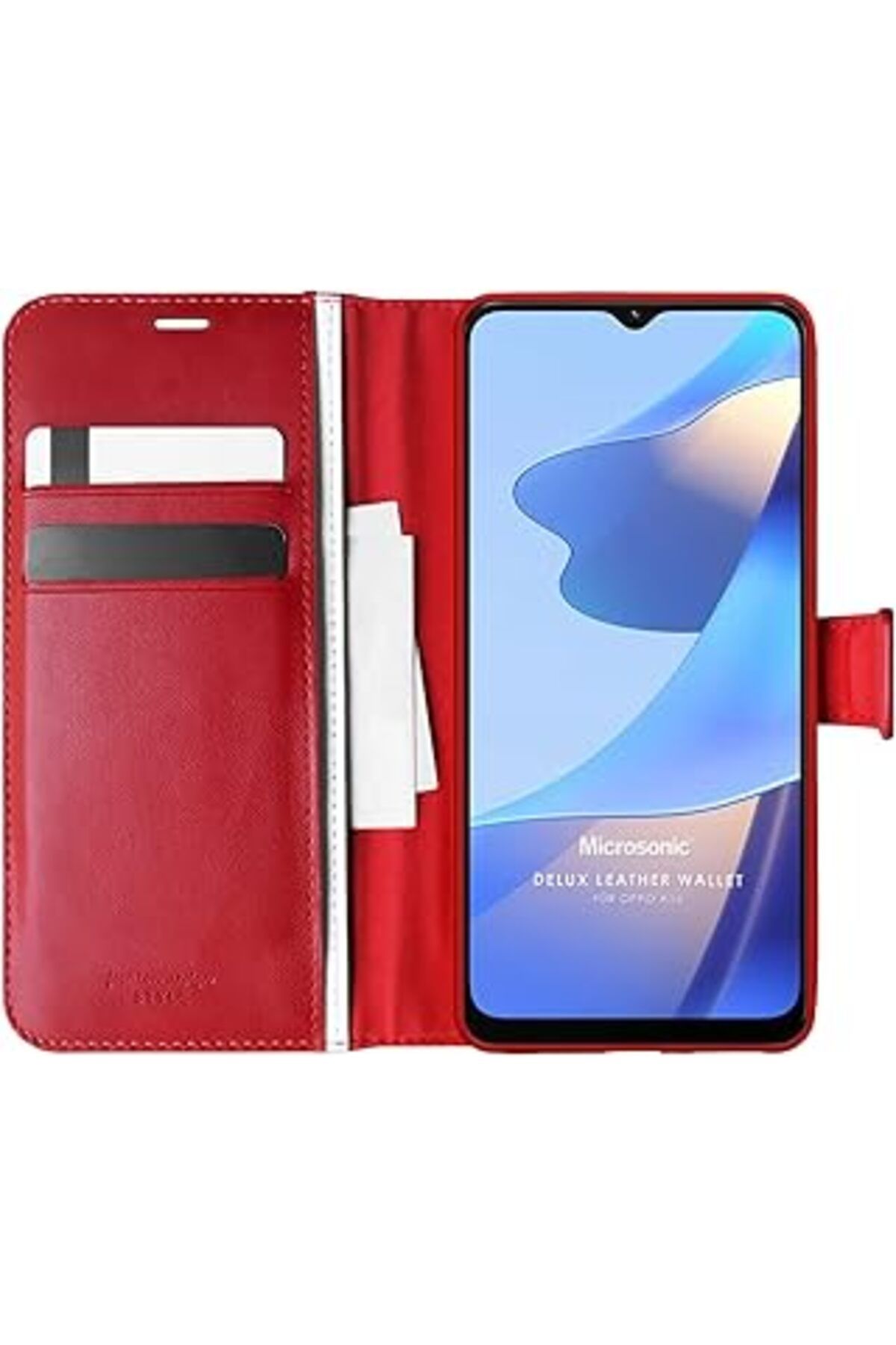 EDALKILIÇ Oppo A16 Için Kılıf Delux Leather Wallet Kırmızı [A16 Ile Uyumlu Kılıf - Kırmızı]