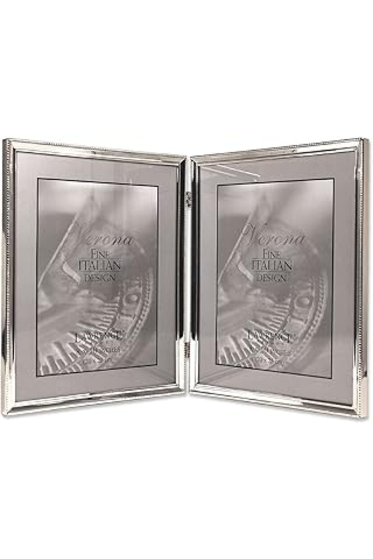 NZM TİCARET Lawrence Frames Parlatılmış Gümüş Plate 8 X 10 Hinged Double Picture Frame – Boncuk Border Tasarım